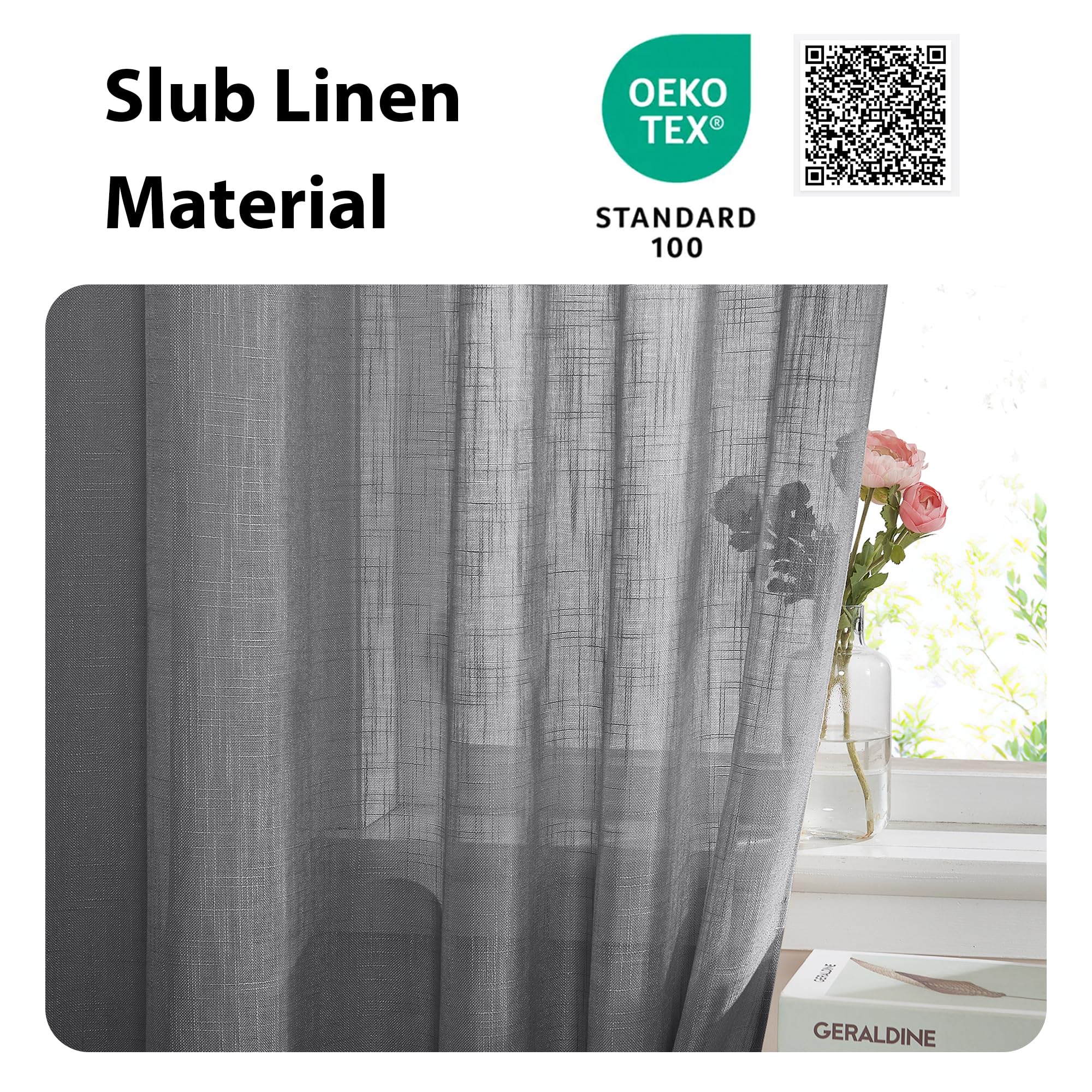 Privacy Sidelight Short Semitransparent Voile French Door Curtain
