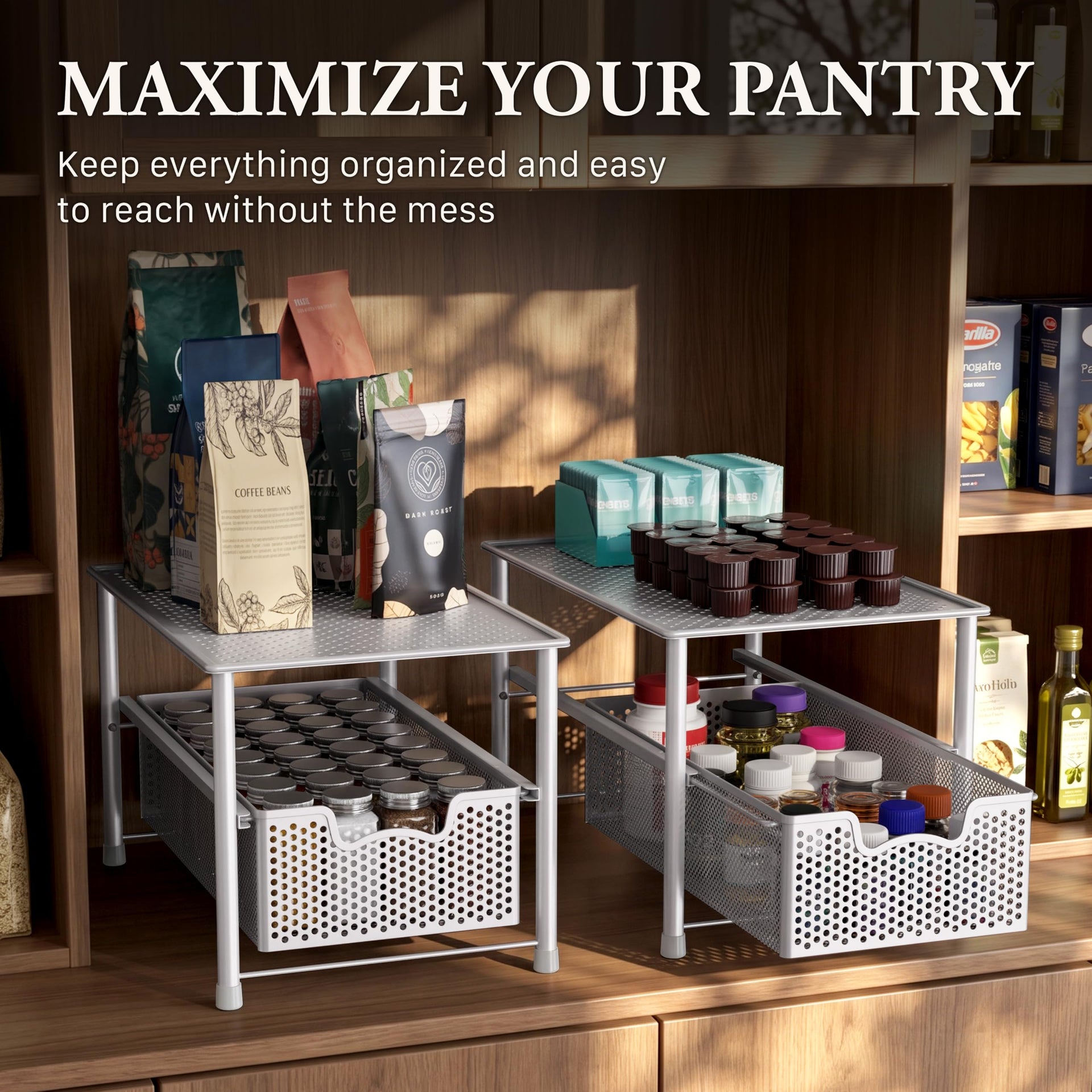 Stackable Under Sink Sliding Basket Drawer