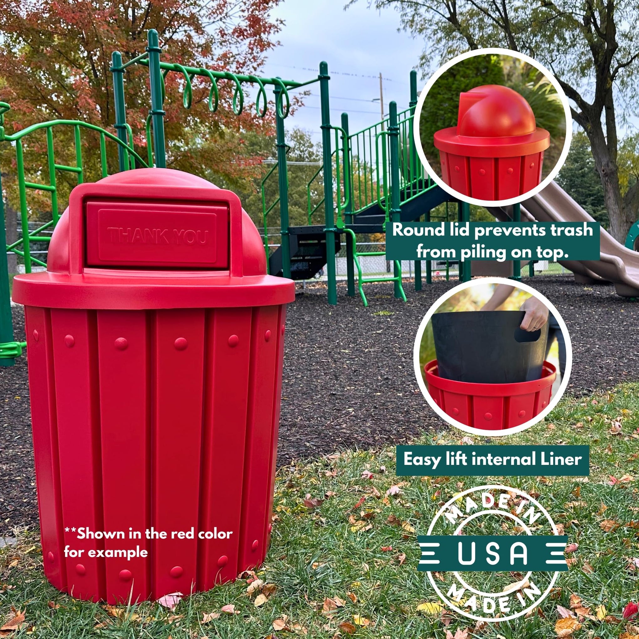 Campus Collection 42 Gallon Plastic Commercial Garbage Can with Push Lid