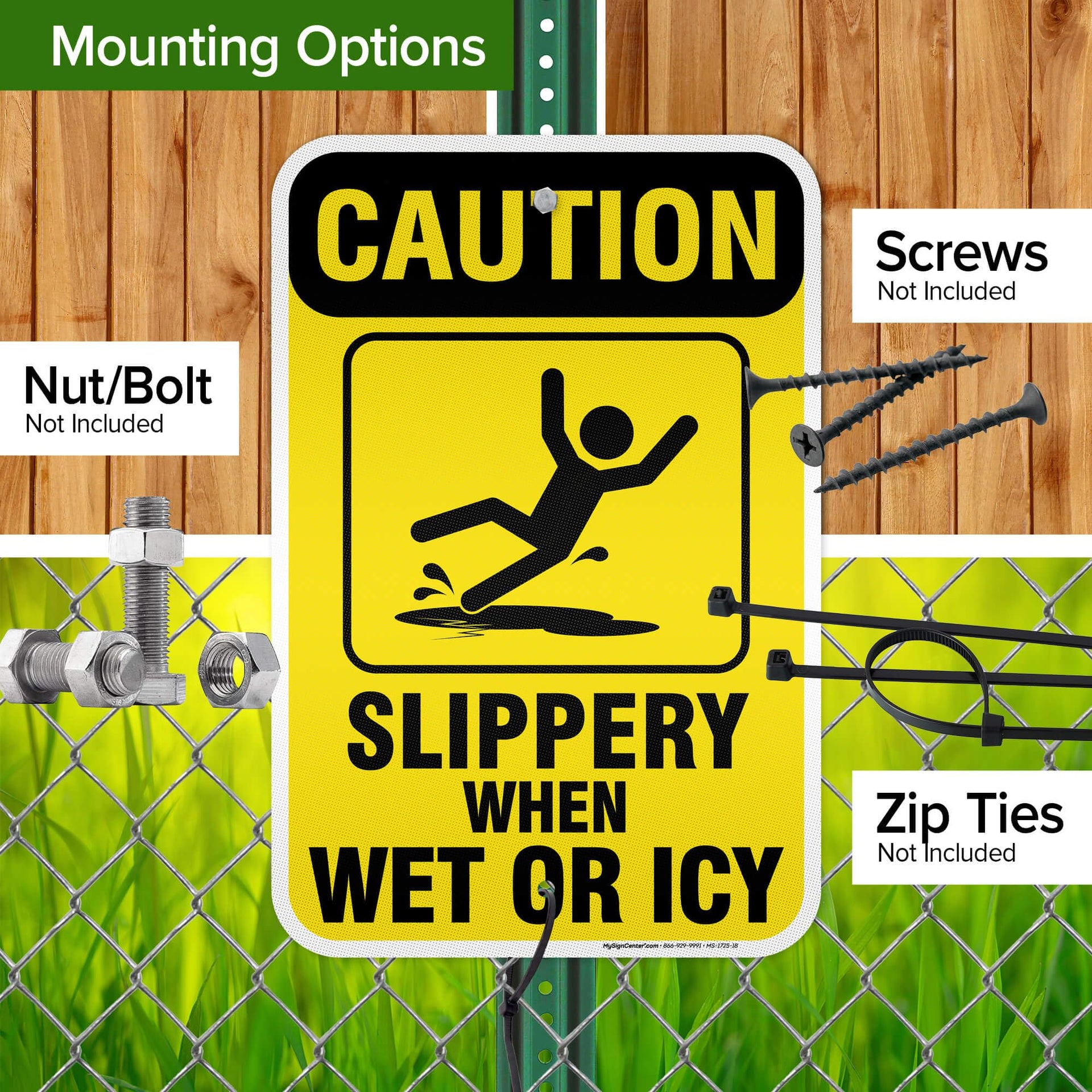 Caution Slippery When Wet Sign or ICY Sign