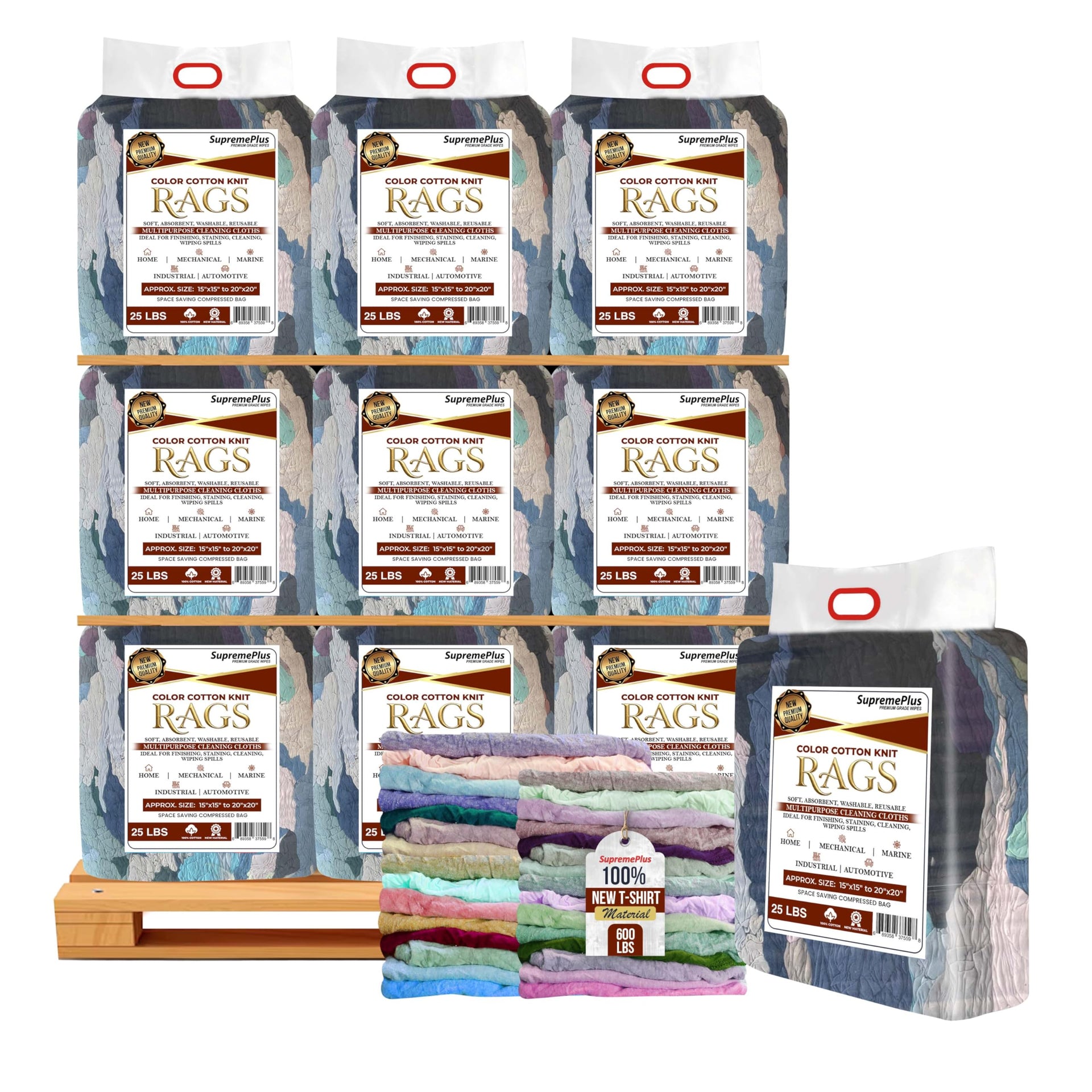 New Colored Cotton Knit T Shirt Rags (650 Count)