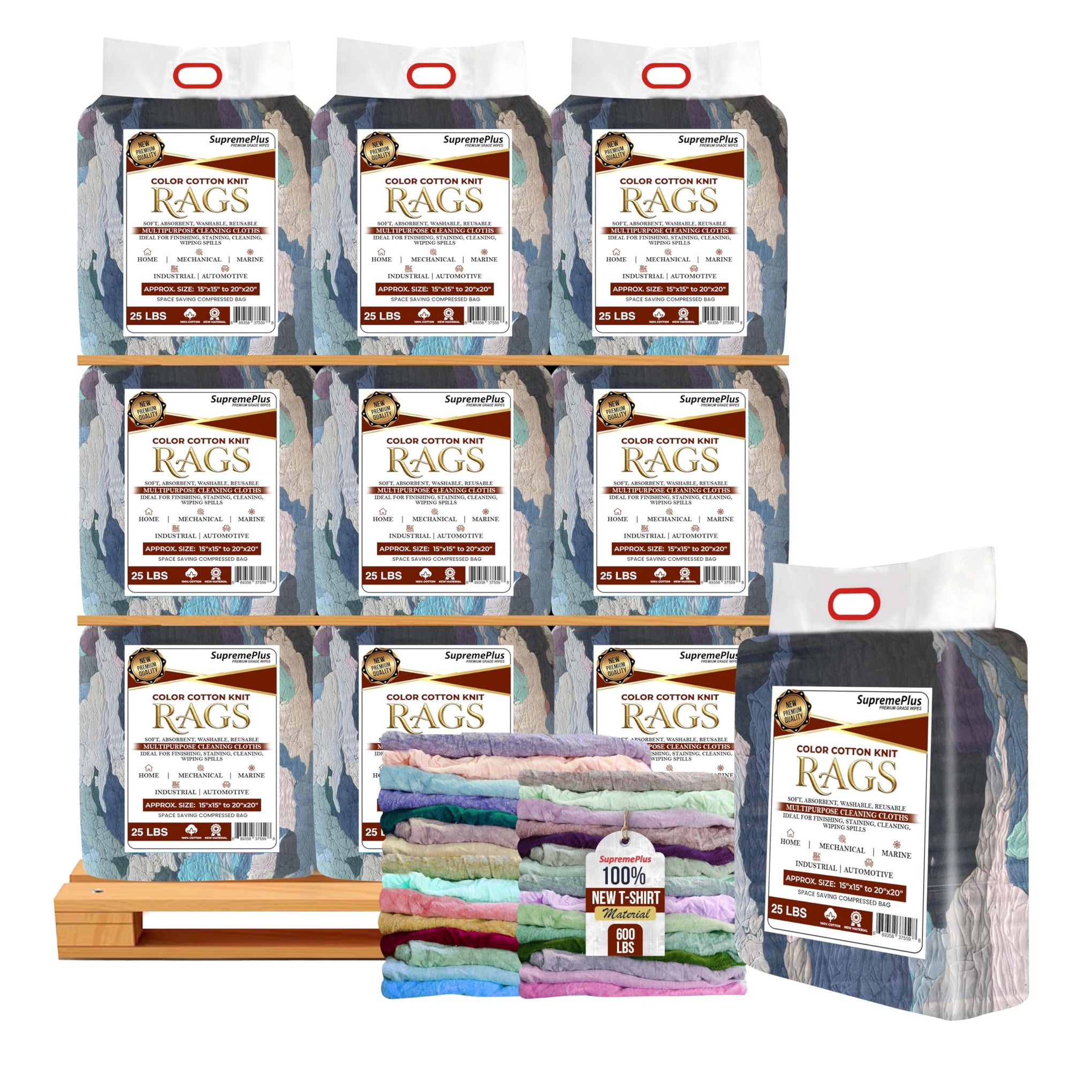 New Colored Cotton Knit T Shirt Rags (650 Count)