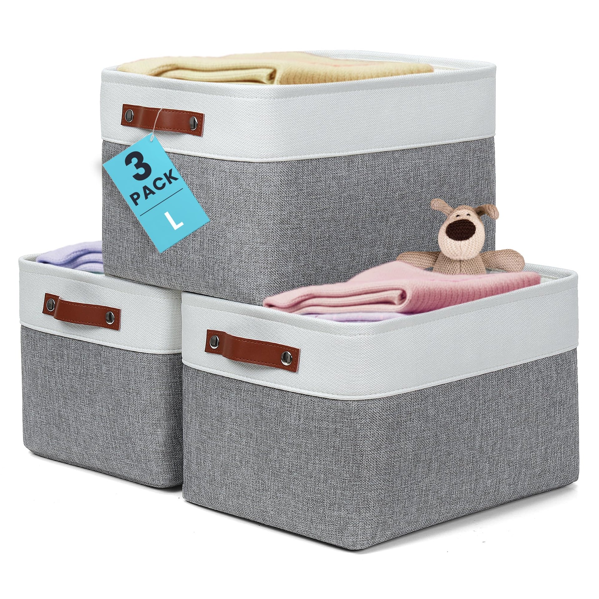 15x11in Canvas Storage Baskets 3 Pack (3 Count)