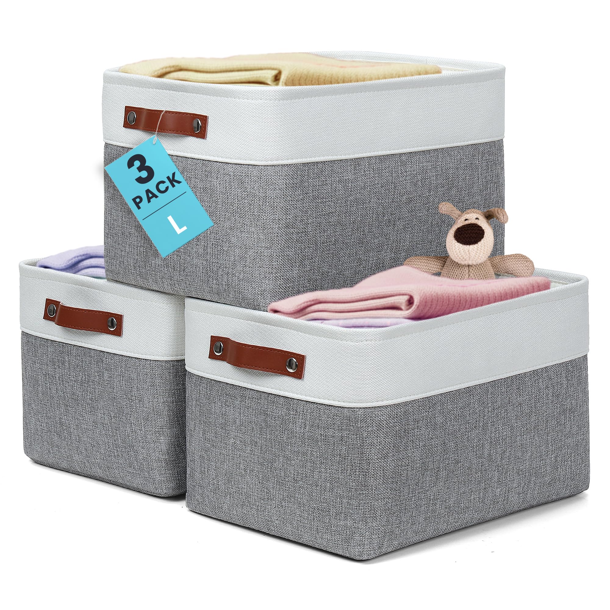 15x11in Canvas Storage Baskets 3 Pack (3 Count)