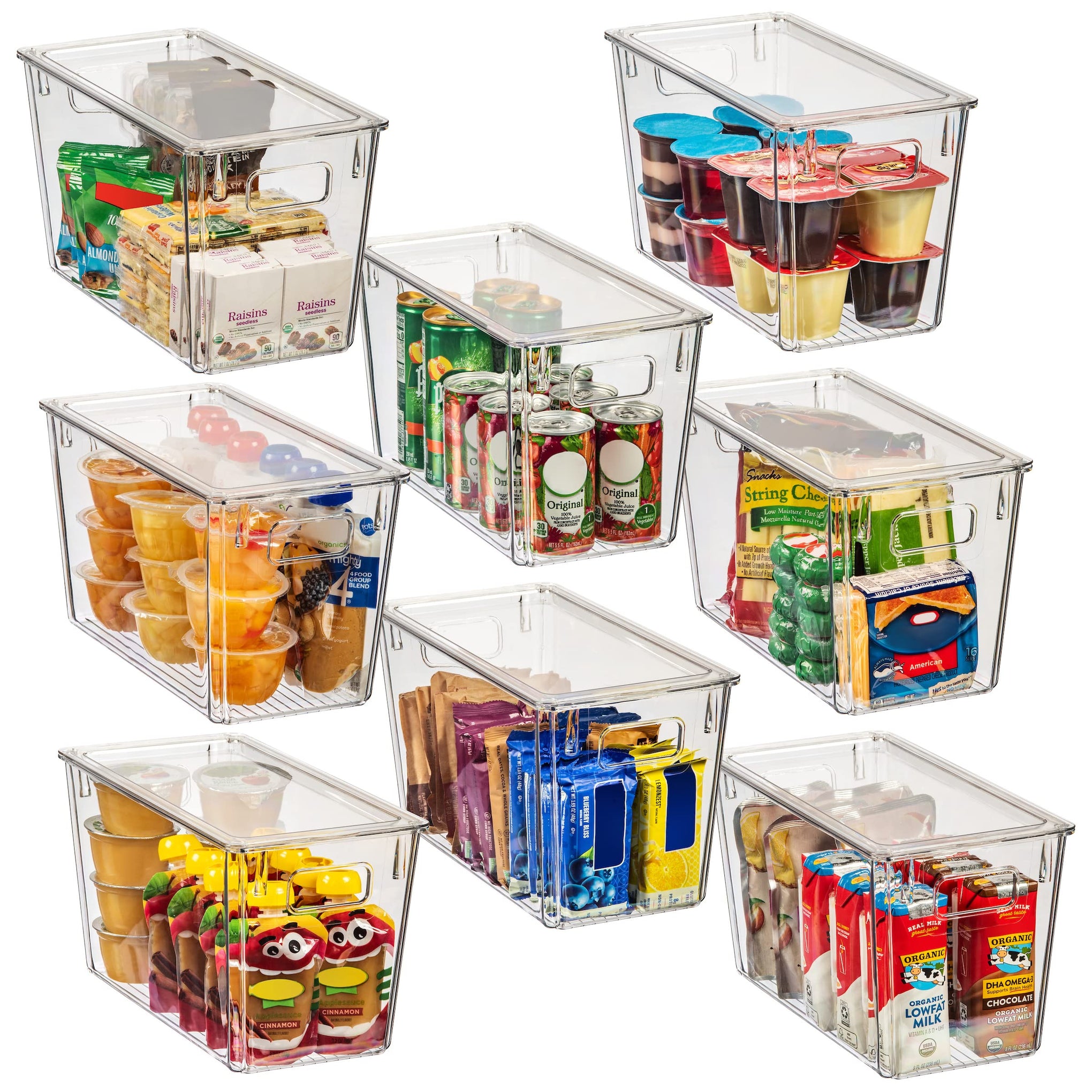 Plastic Storage Bins with Lids for Pantry & Fridge (8 Count)