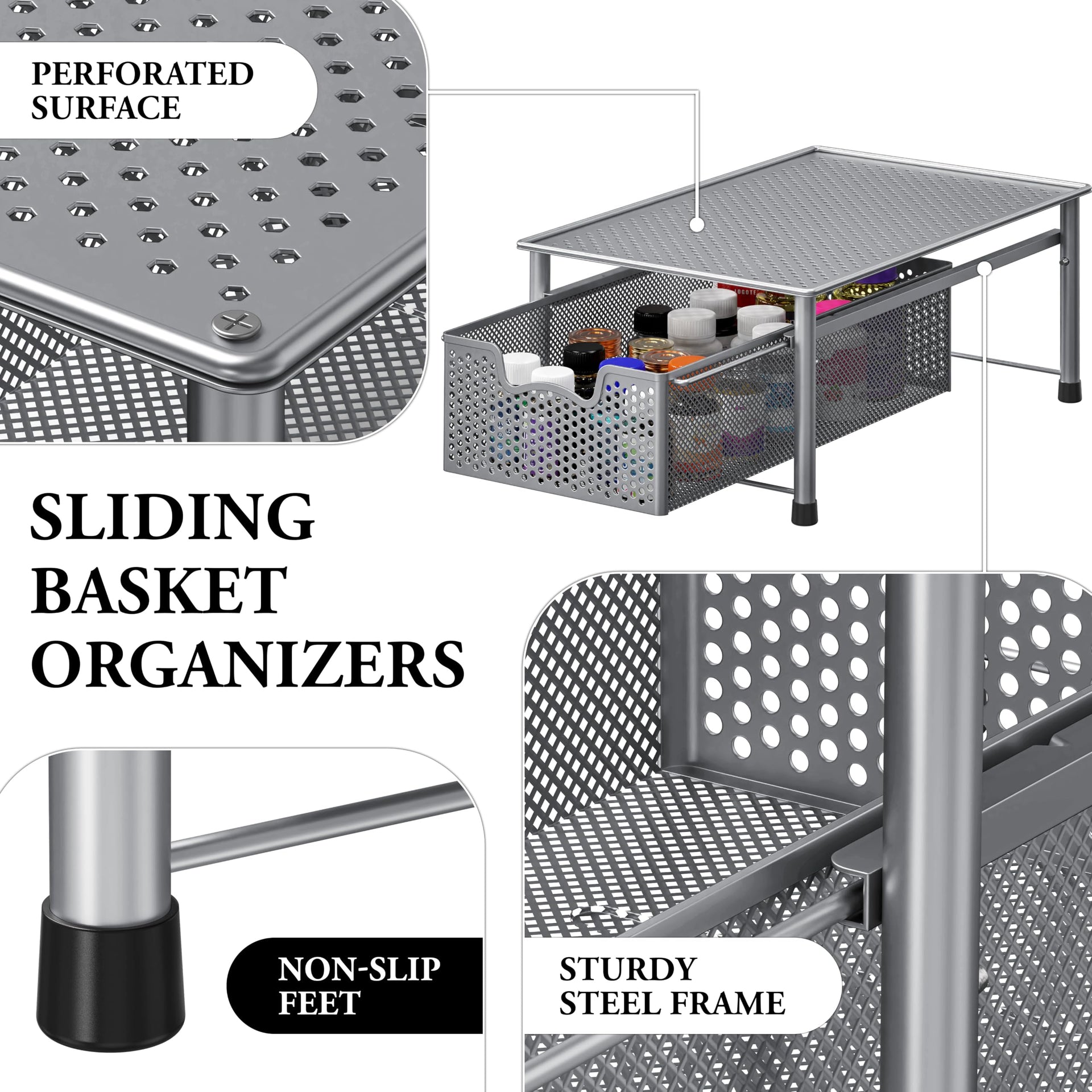 Stackable Cabinet Basket Drawer Organizer