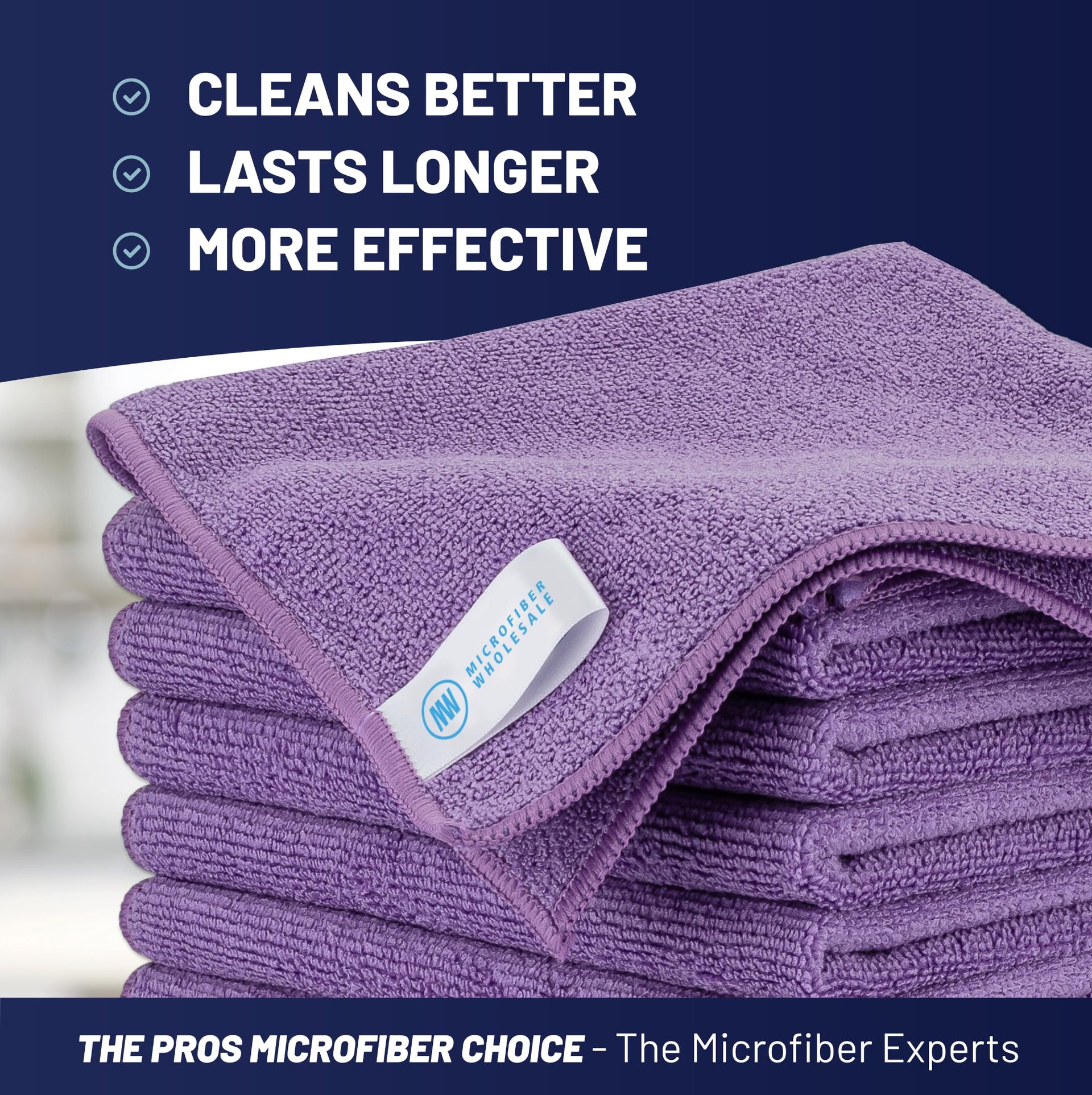 MW PRO Microfiber Cleaning Cloths Purple (12 Count)