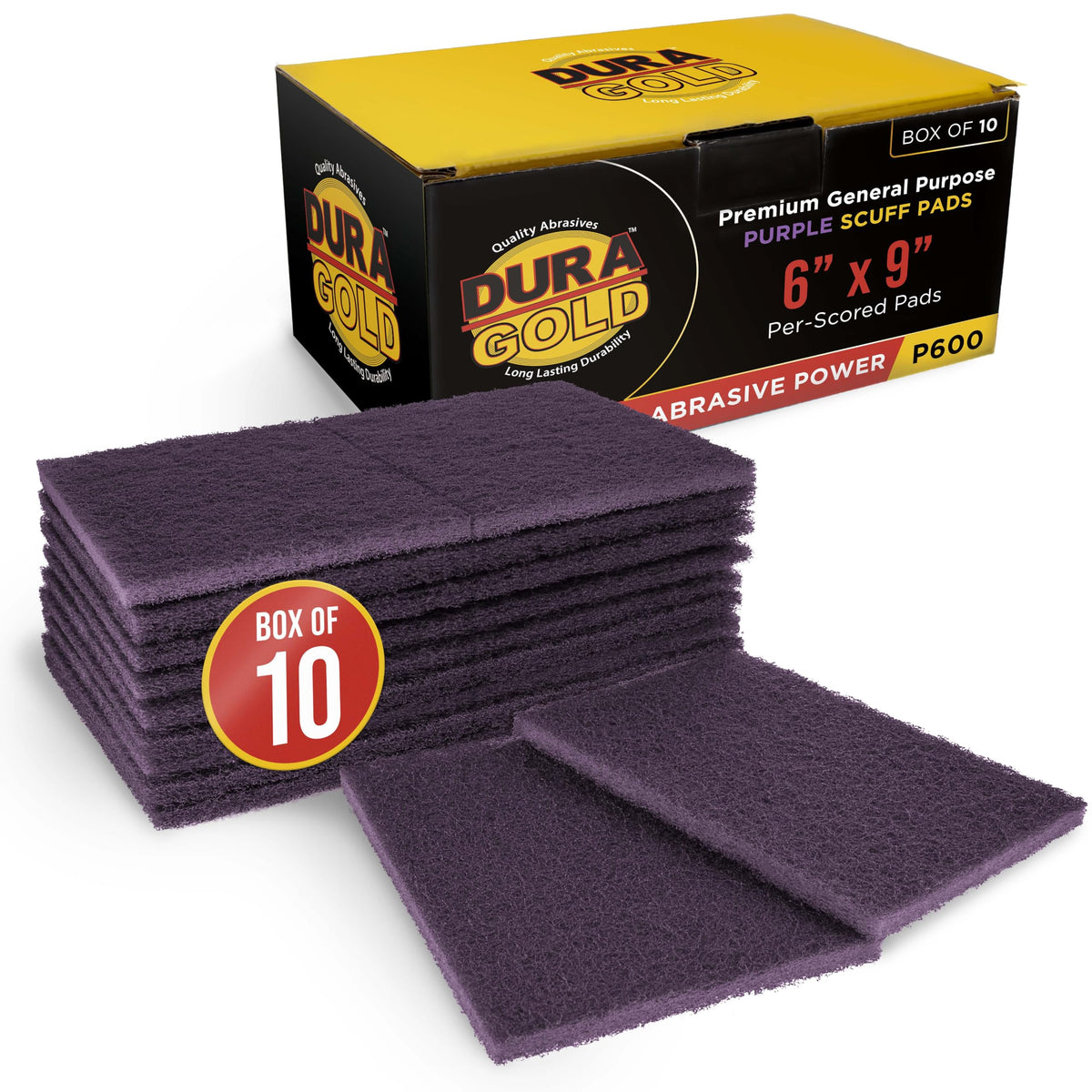 Premium 6" x 9" Purple Medium Fine 600 Grit General Purpose Scuff Pads (10 Count)