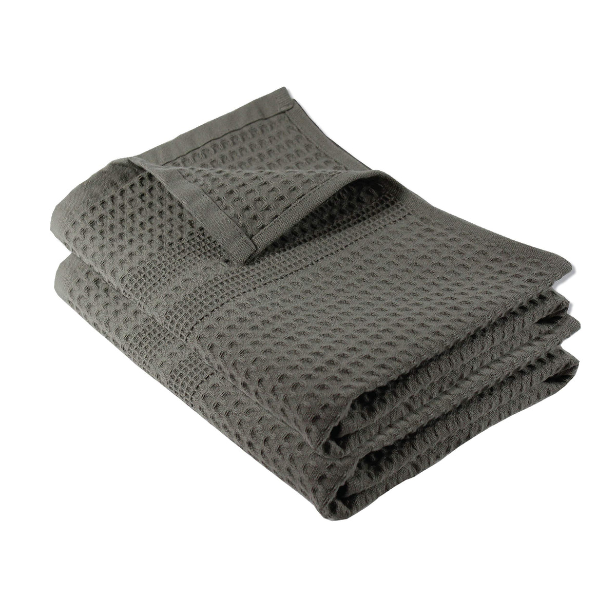 Waffle Hand Towels for Bathroom Quick Dry Towel Super Absorbent Thin 100% Cotton Lint Free (2 Count)