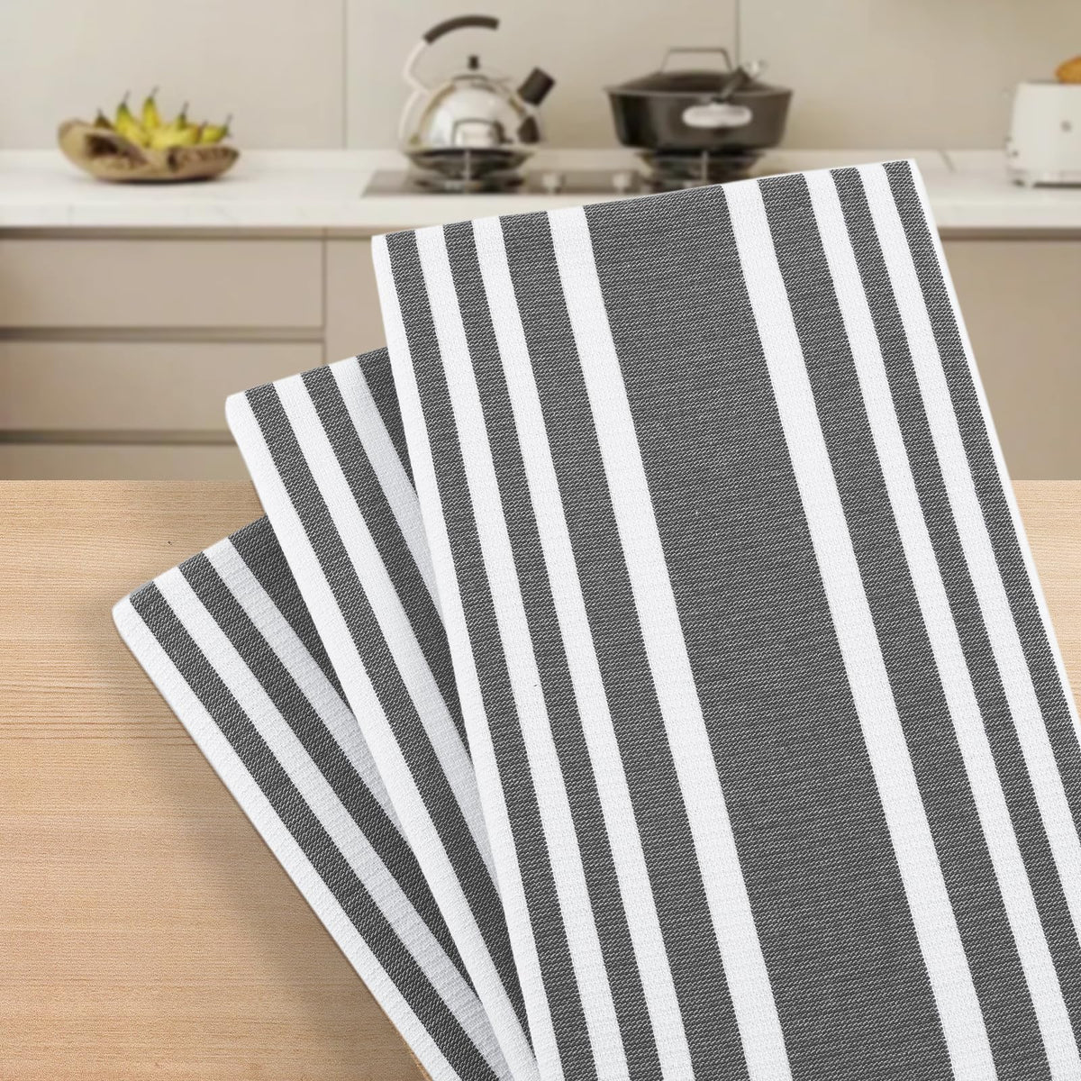 Premium Cotton Stripe Kitchen Towels 6 Pack (6 Count)