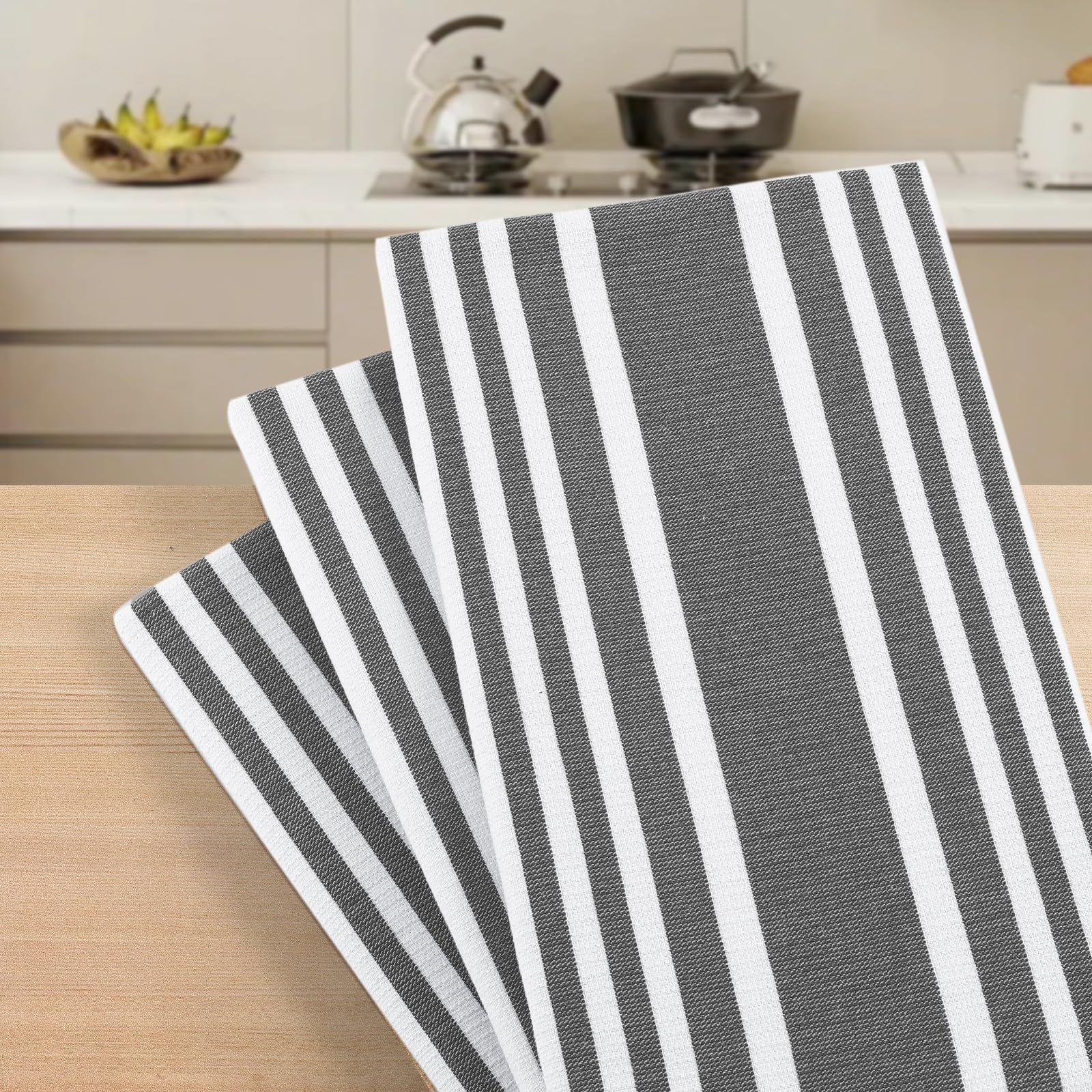 Premium Cotton Stripe Kitchen Towels 12 Pack (12 Count)