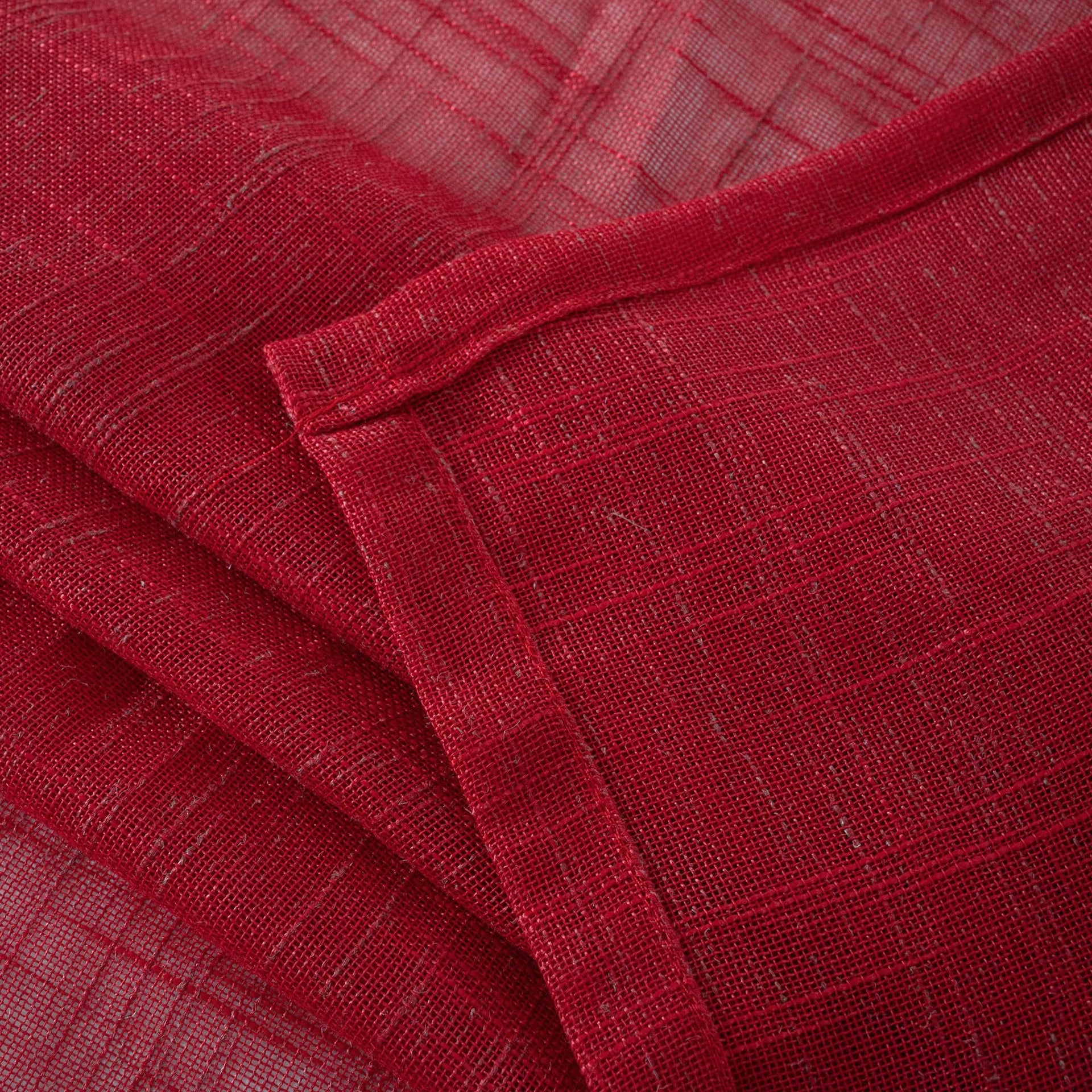 Red Linen Semi Sheer Curtains 84 Inch Length (2 Count)