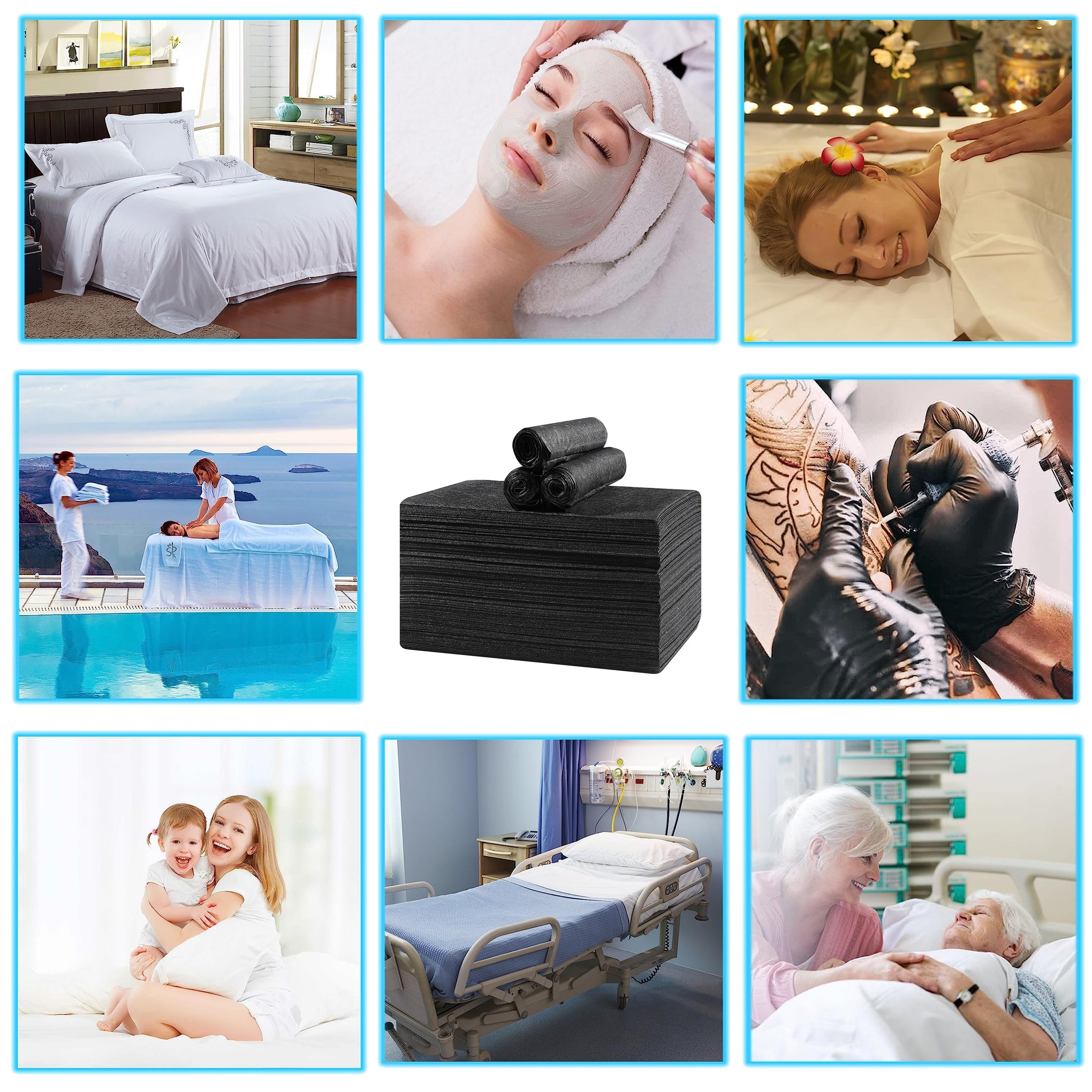 Disposable Bed Sheets for Massage Table 100 Pcs 31" x 71" Waterproof Massage Table Sheets Soft Non Woven Fabric SPA Massage Table Bed Cover Breathable for Beauty Tattoos Waxing Travel (100 Count)