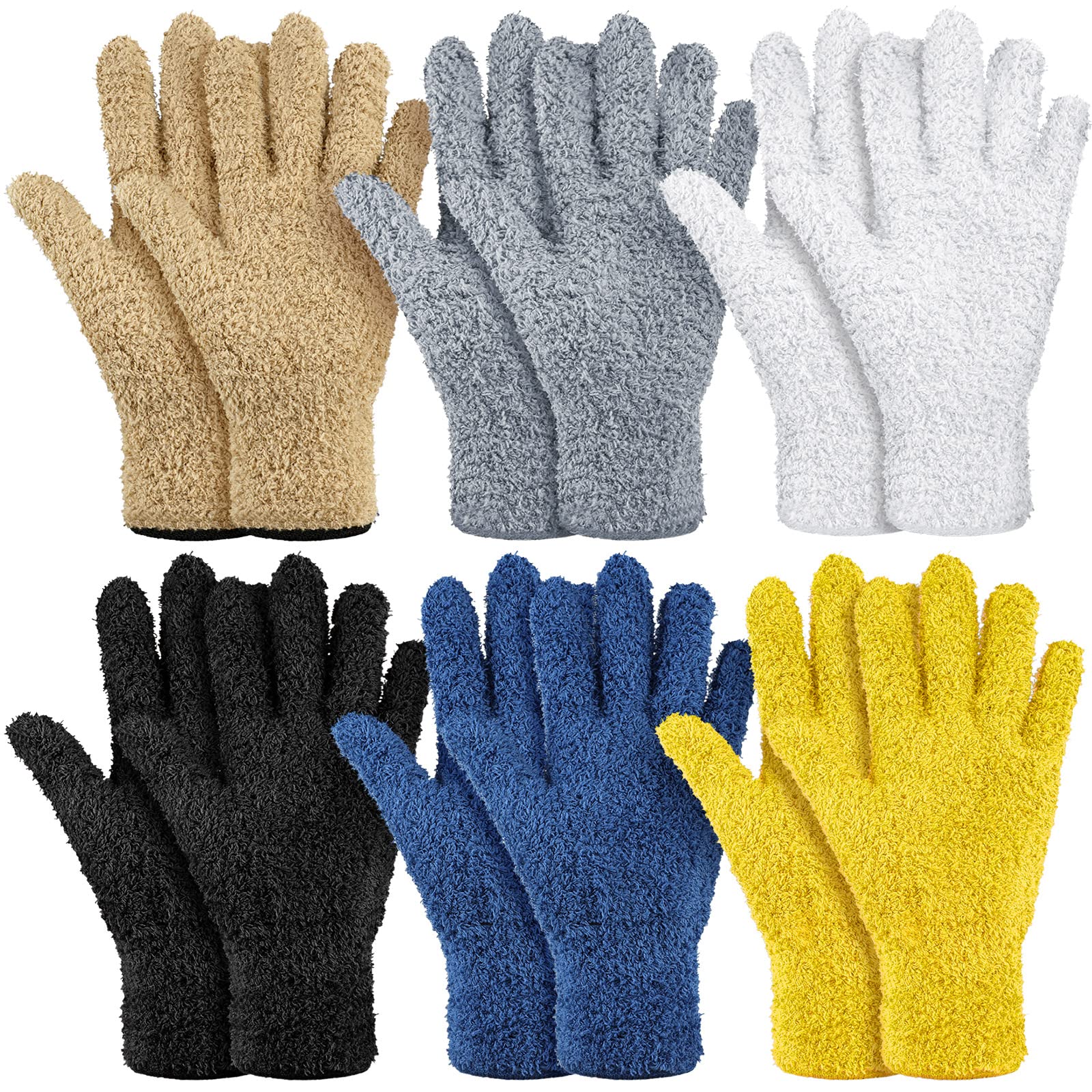 6 Pairs Microfiber Dusting Gloves
