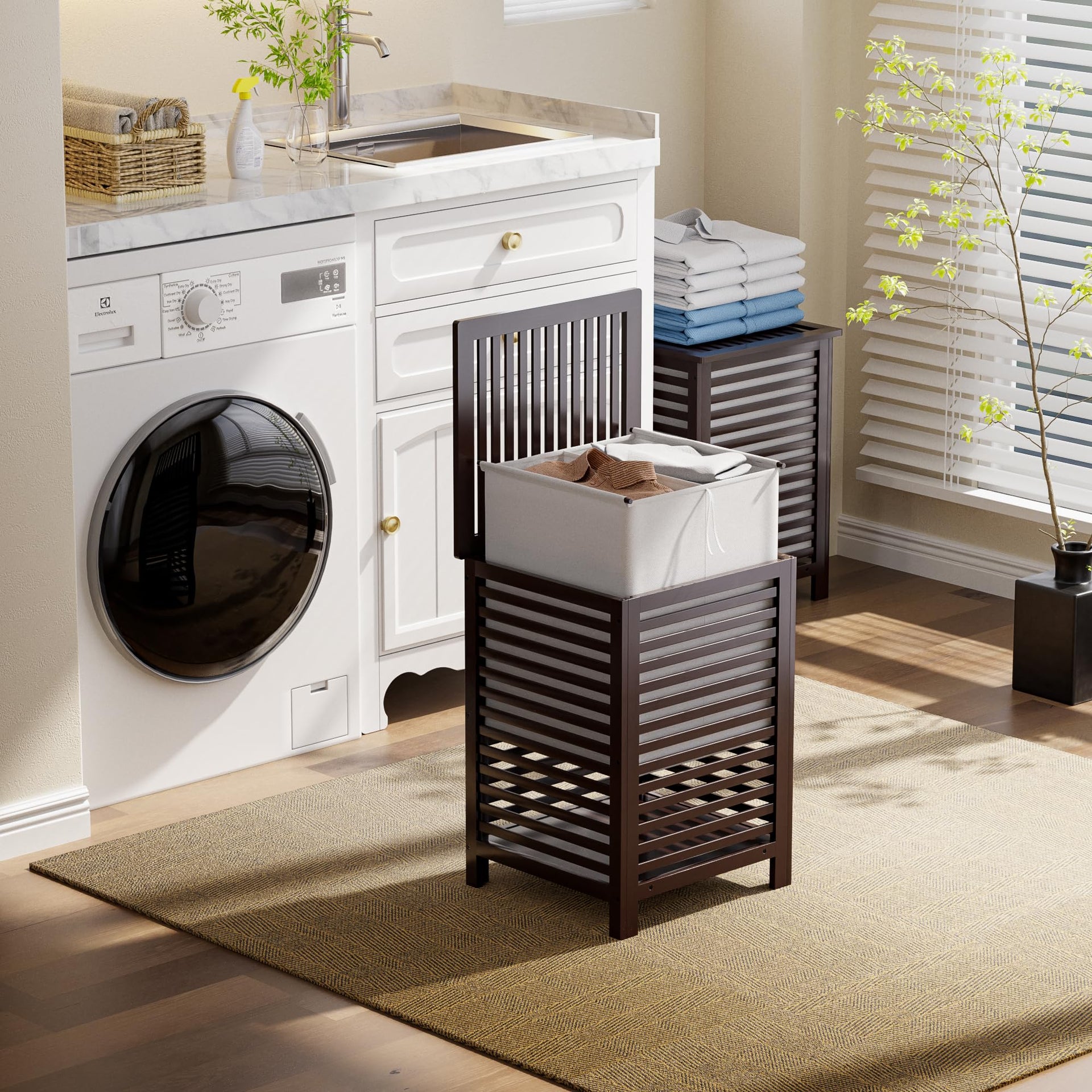 Double Laundry Hamper with Lid
