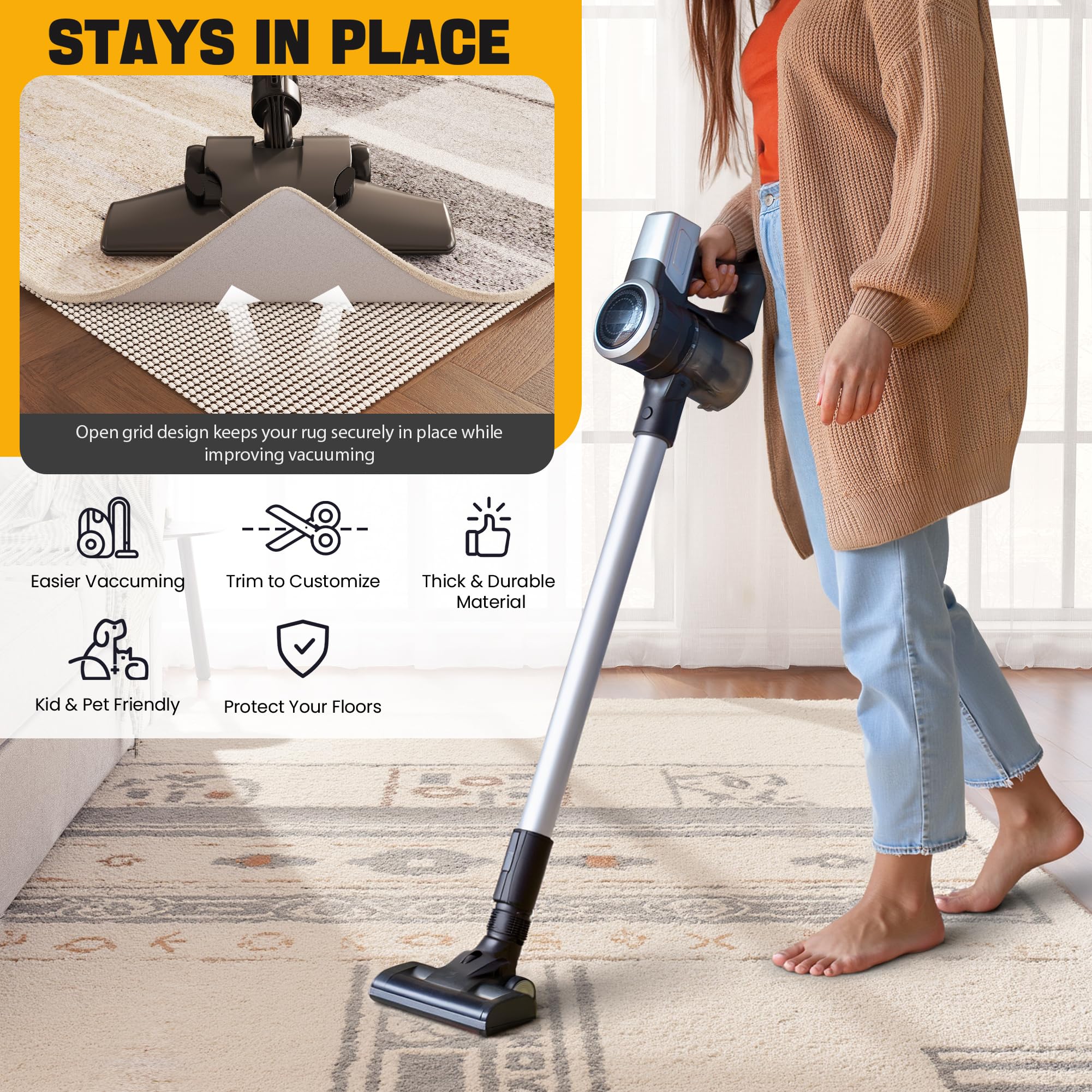 Non Slip Rug Pad Gripper 5x7 Feet (35 Sq Ft)