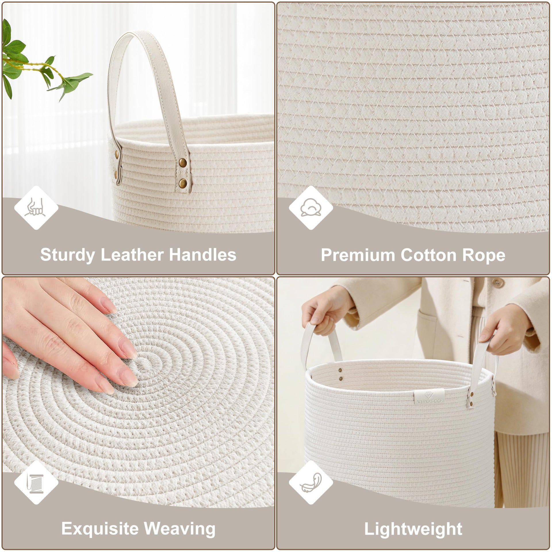 58L Tall Woven Rope Laundry Hamper (1961.2133 Fl Oz) - ModHome Supplies