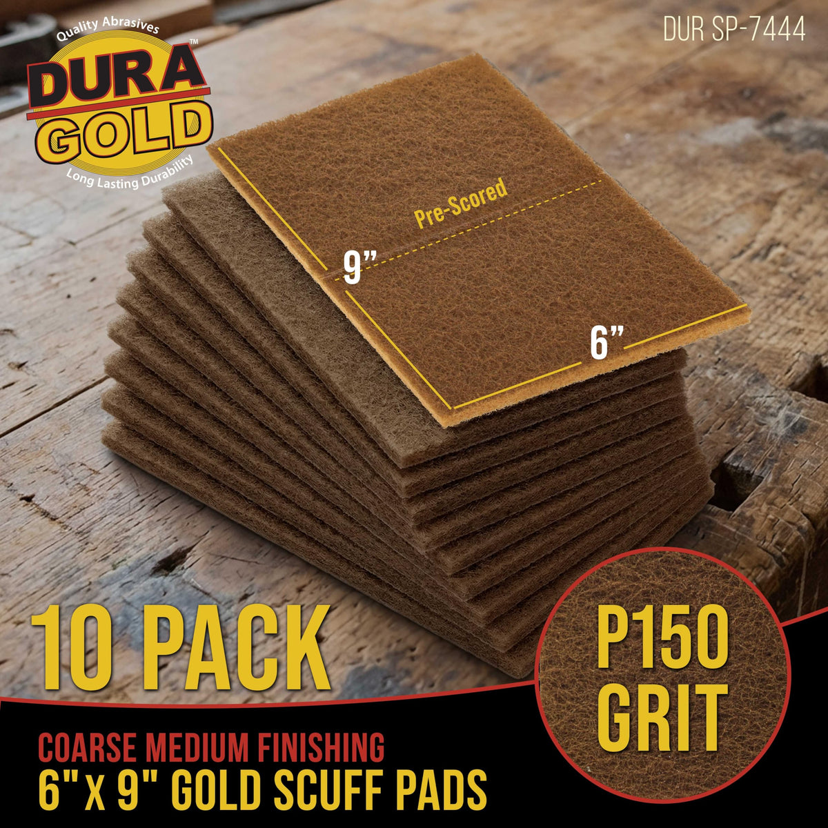 Premium 6" x 9" Gold Coarse Scuff Pads (10 Count)