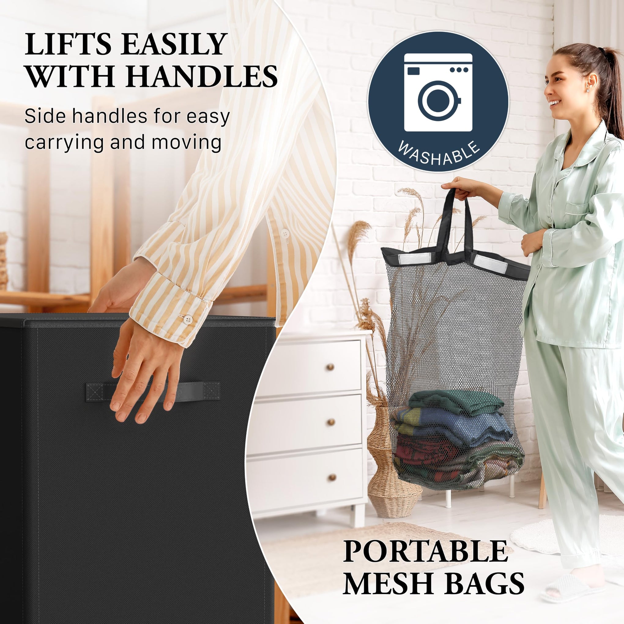 Double Laundry Hamper with Lid & Removable Bags