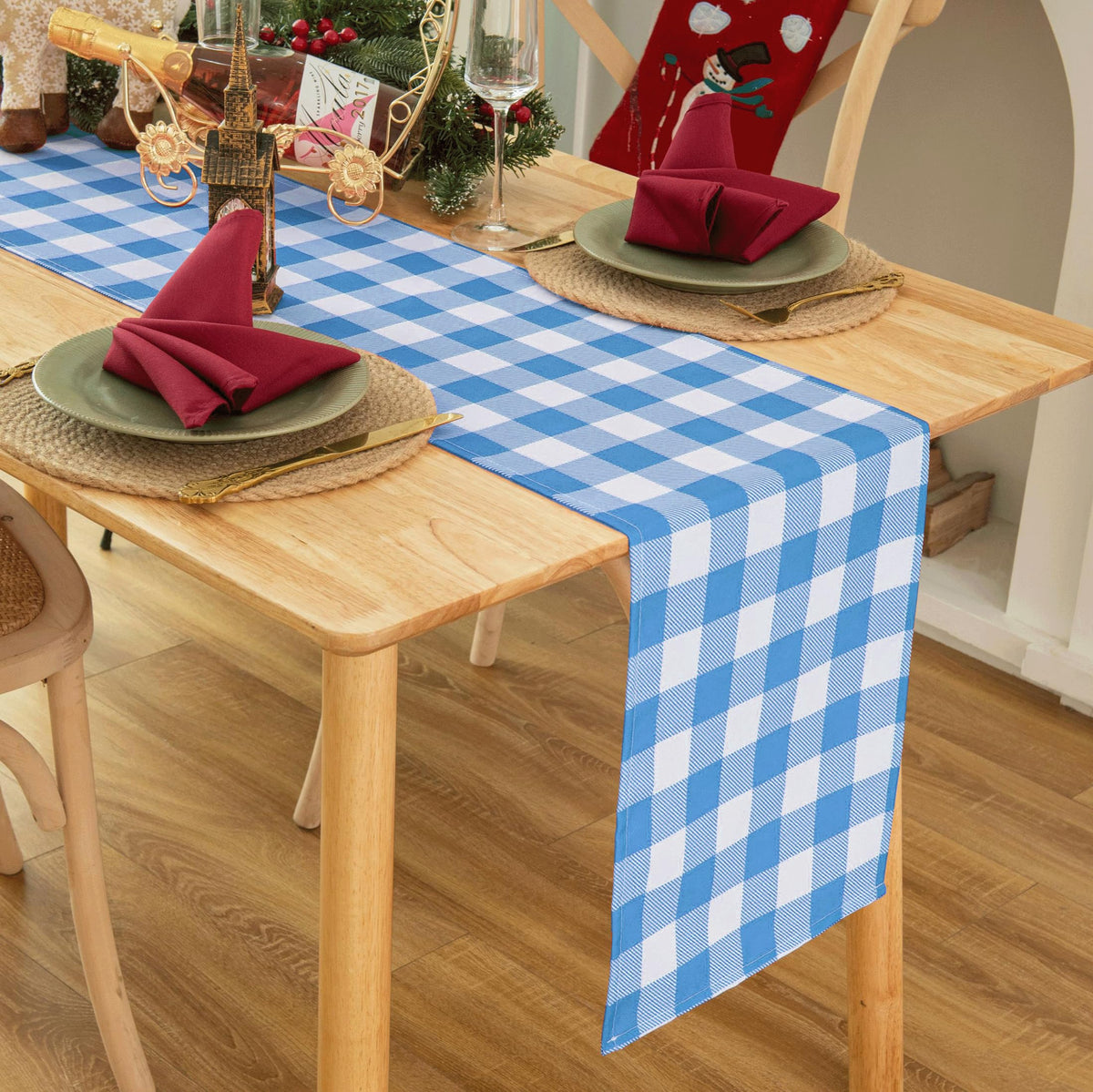 Waterproof Checkered Tablecloth Runner Fabric