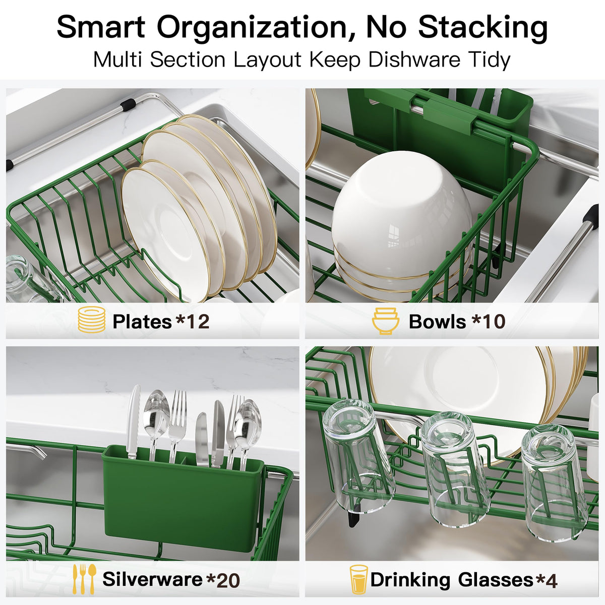 Green Dish Drying Rack in Sink