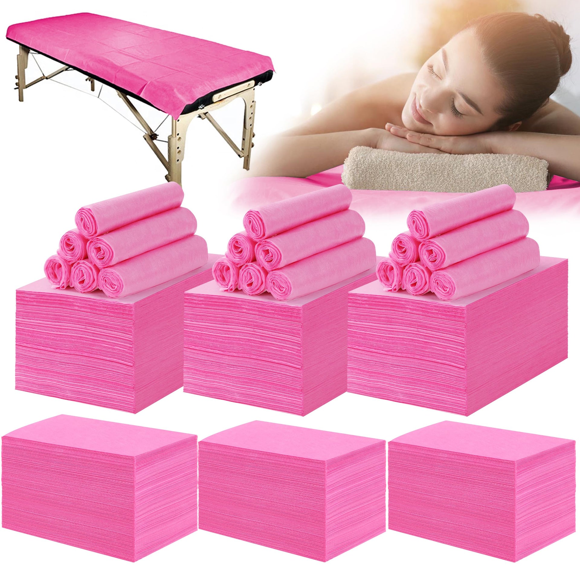 600 Pcs Disposable Bed Sheets 31" x 71" Massage Table Sheets Non Woven Fabric SPA Bed Cover Breathable for Massage Beauty Tattoos (600 Count)