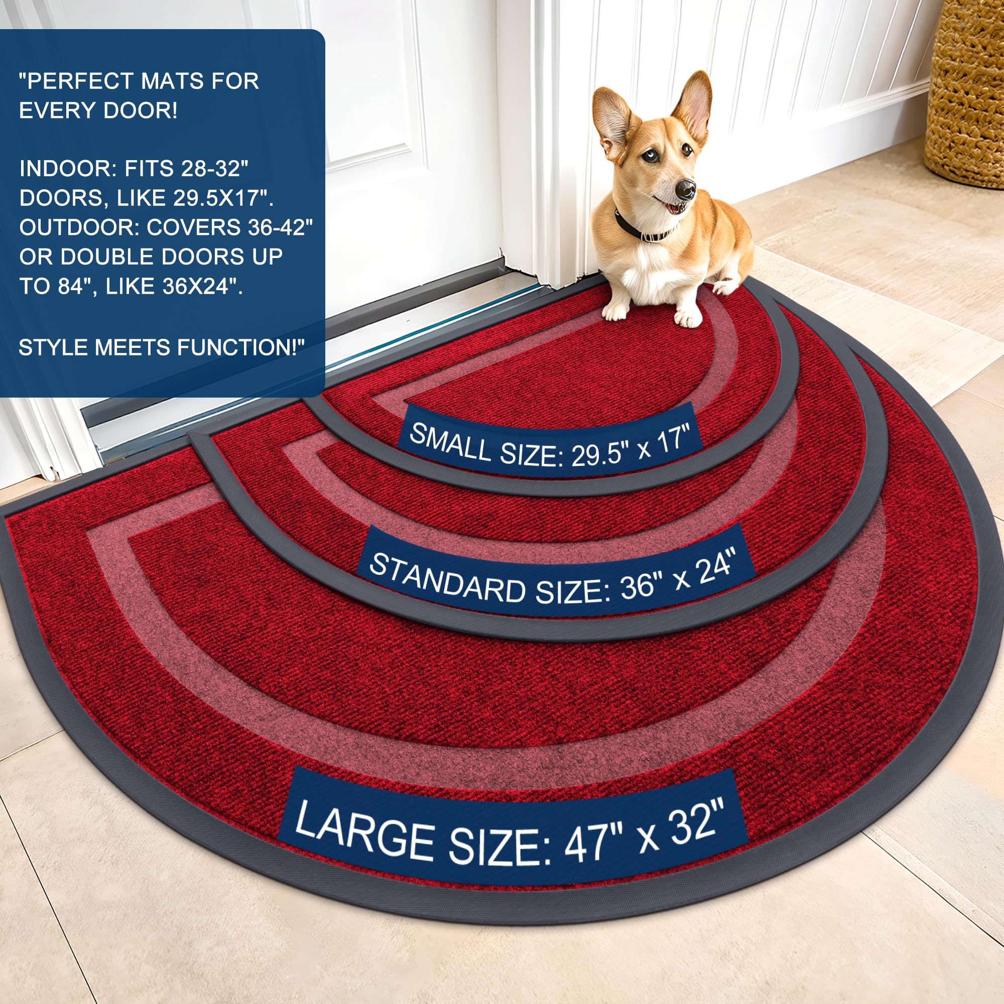 Half Circle Front Door Mat Outside 29.5x17 All