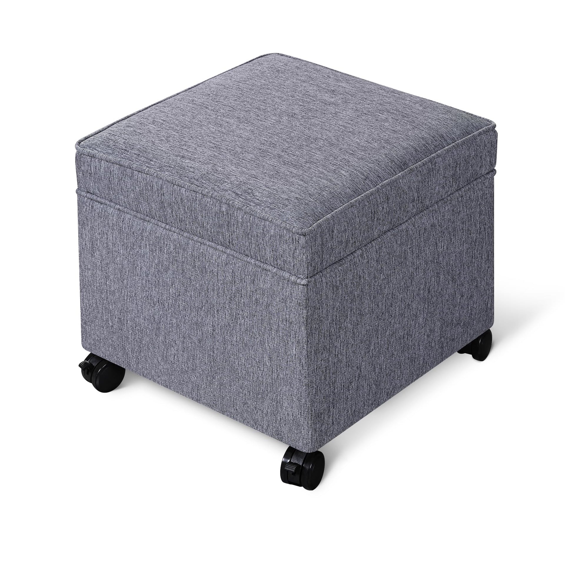 17.5 Inch Square Storage Ottoman with Wheels