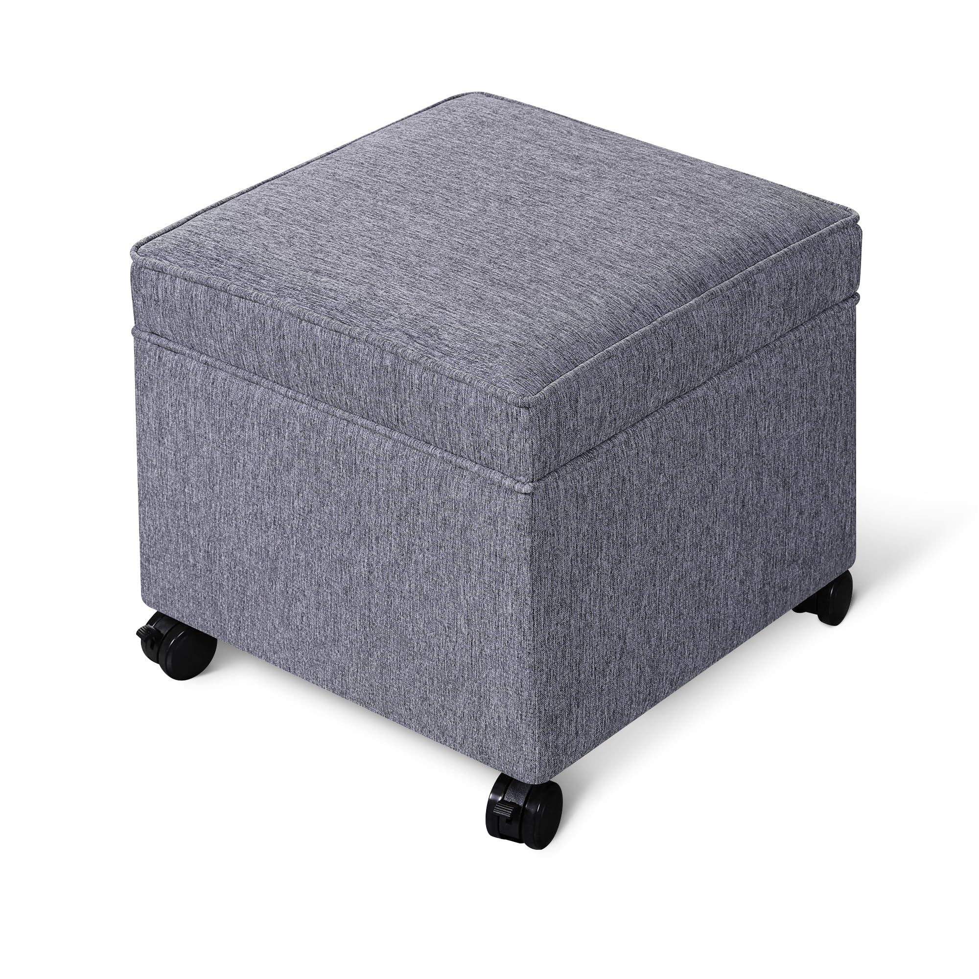 17.5 Inch Square Storage Ottoman with Wheels