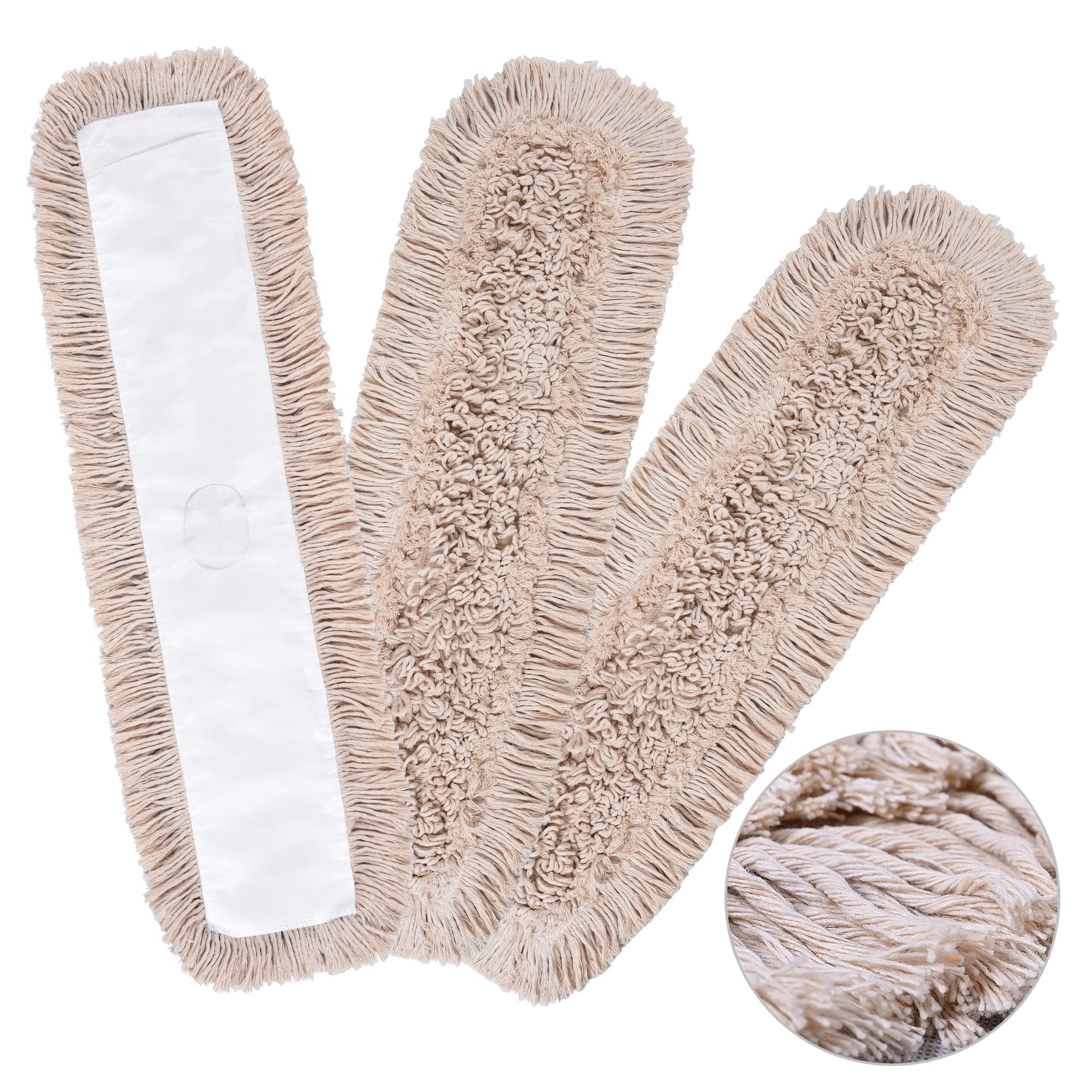Matthew Cleaning 36'' Cotton Dust Mop Refill Washable Thick Tufted Replacement Heads for Residential & Commercial Use Fit All 36'' Dust Mop Frames (3 Count) - ModHome Supplies