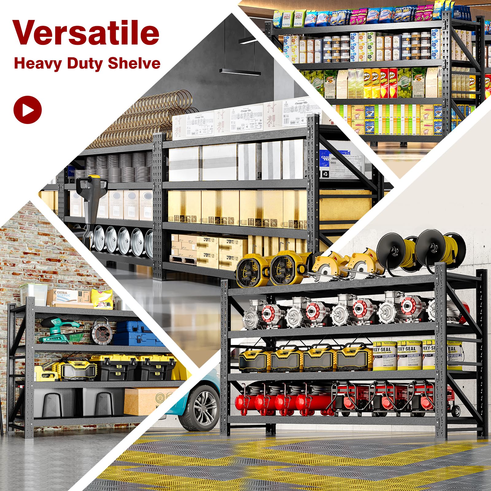 8000LBS Metal Steel Storage Shelves (4 Count)