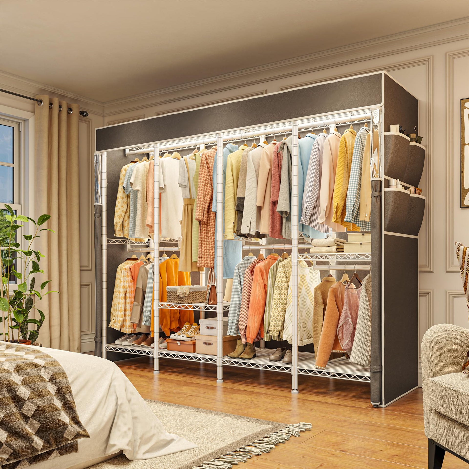 Heavy Duty Clothes Rack with Cover