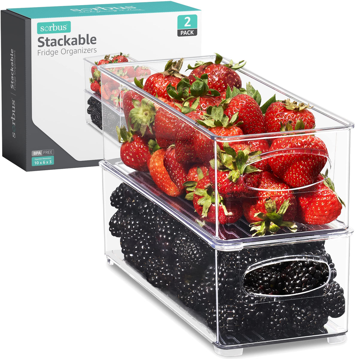 Stackable Refrigerator Organizer Bins (2 Count)