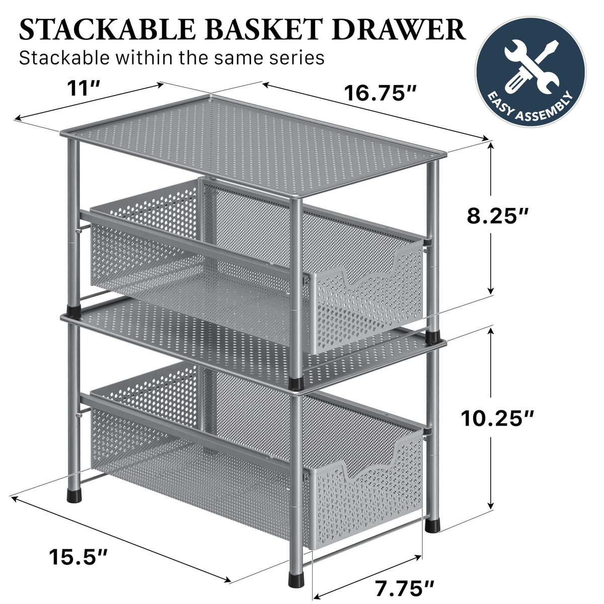 Stackable Under Sink Sliding Basket Drawer