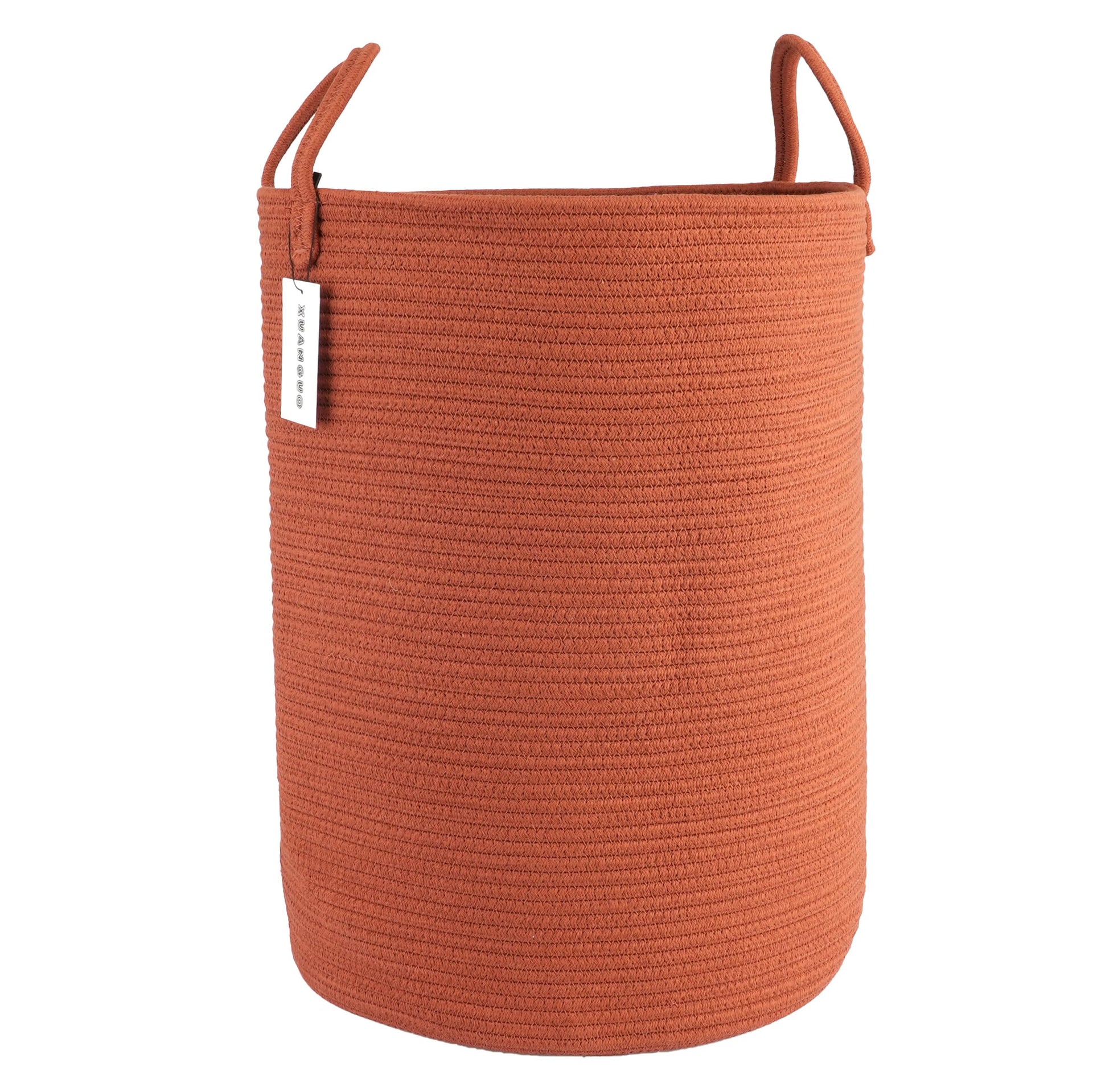 Cotton Rope Laundry Basket Hamper for Clothes Large Rust Red