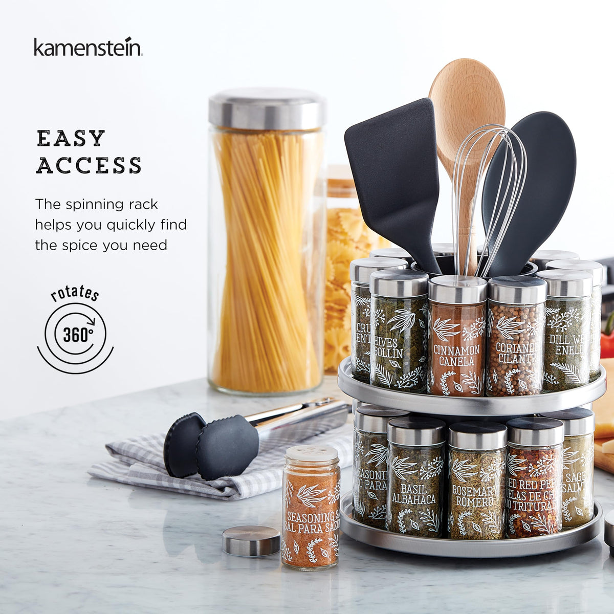 Salem 20 Jar Rotating Spice Rack with Spices Included