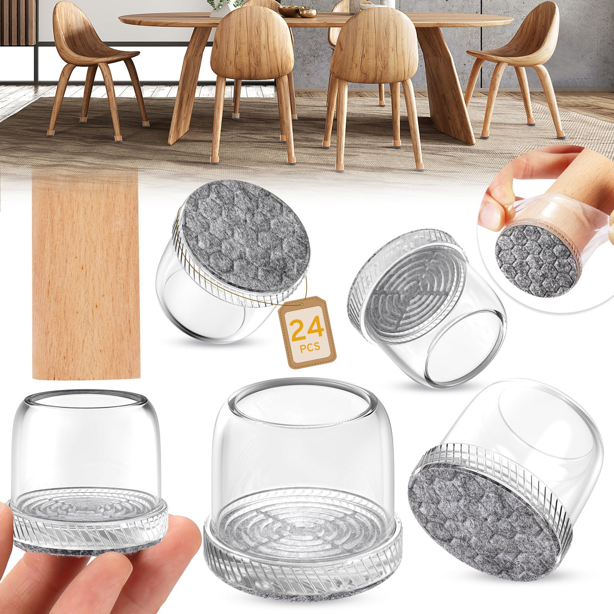24PCS Round Chair Leg Floor Protectors (24 Count)