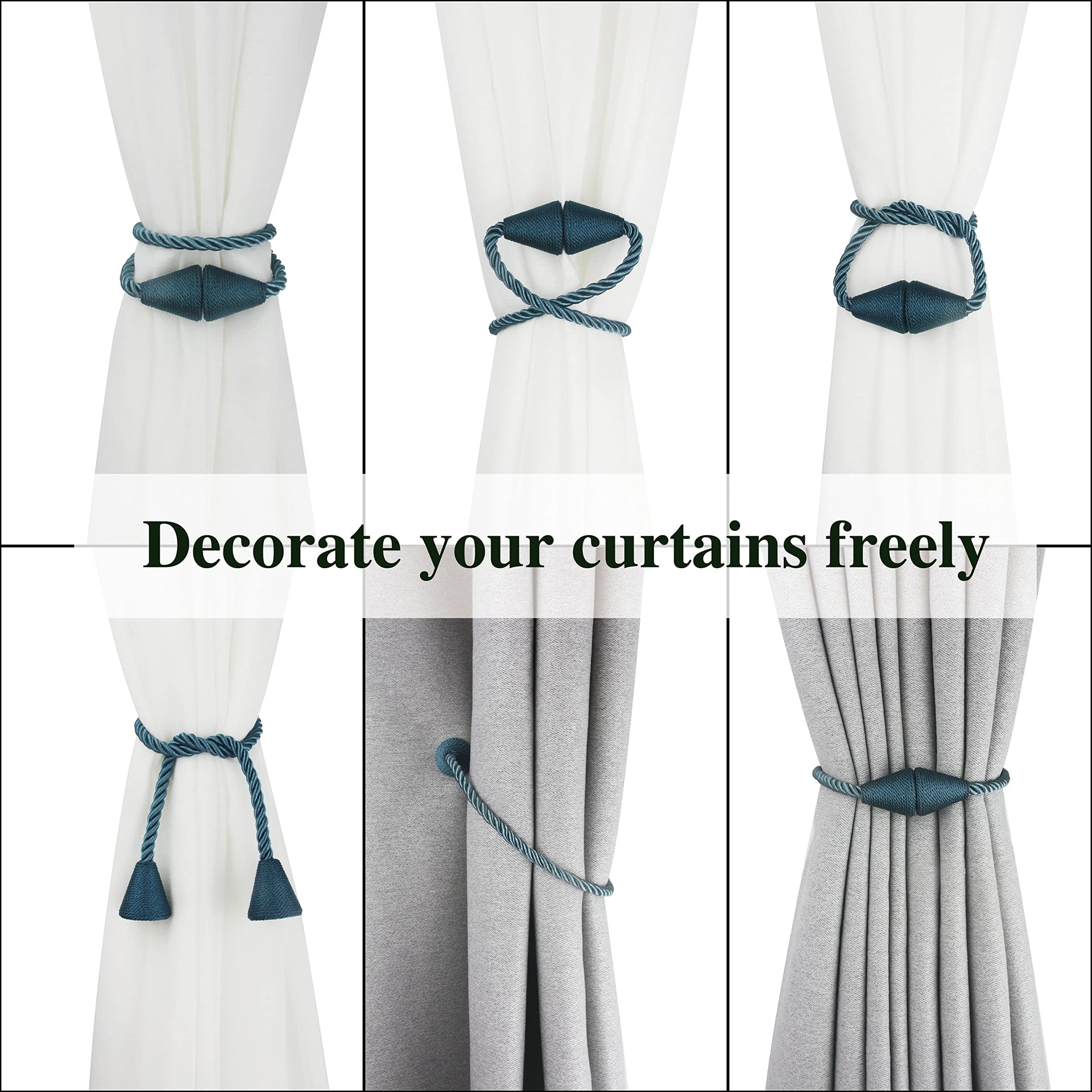 Magnetic Curtain Tiebacks Rope Decorative Holdbacks for Drapes Nieffeiy