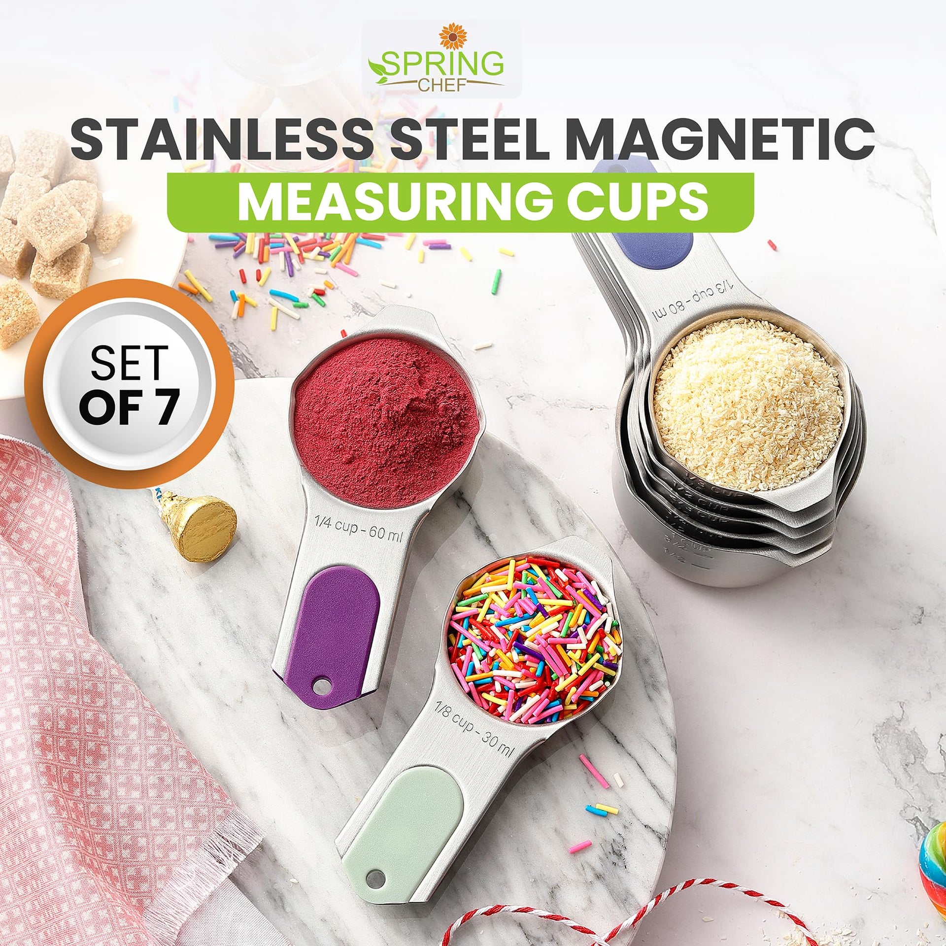 Magnetic Stainless Steel Measuring Cups Set of 7 (7 Count)