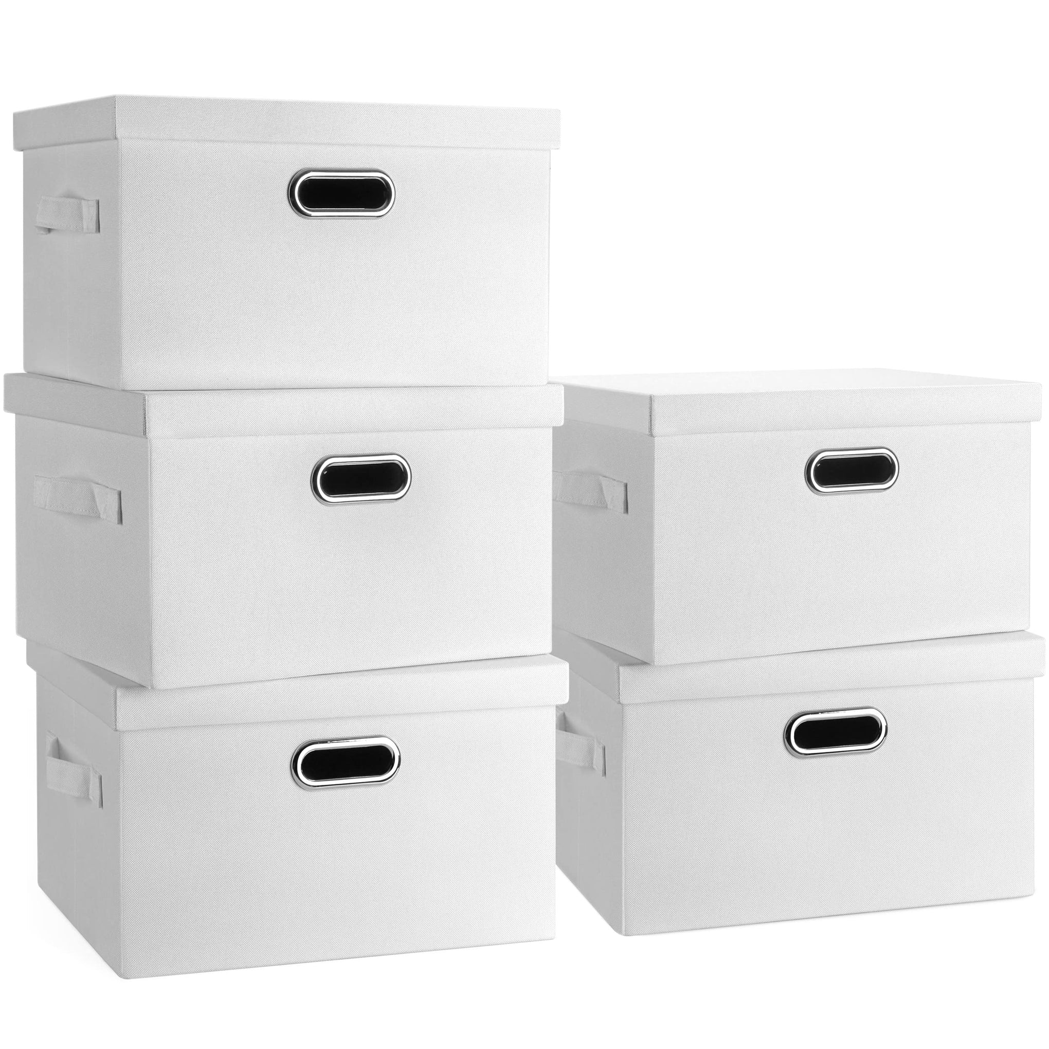 Medium 15" 21 Quart Collapsible Stackable Storage Bins with Lids (5 Count)