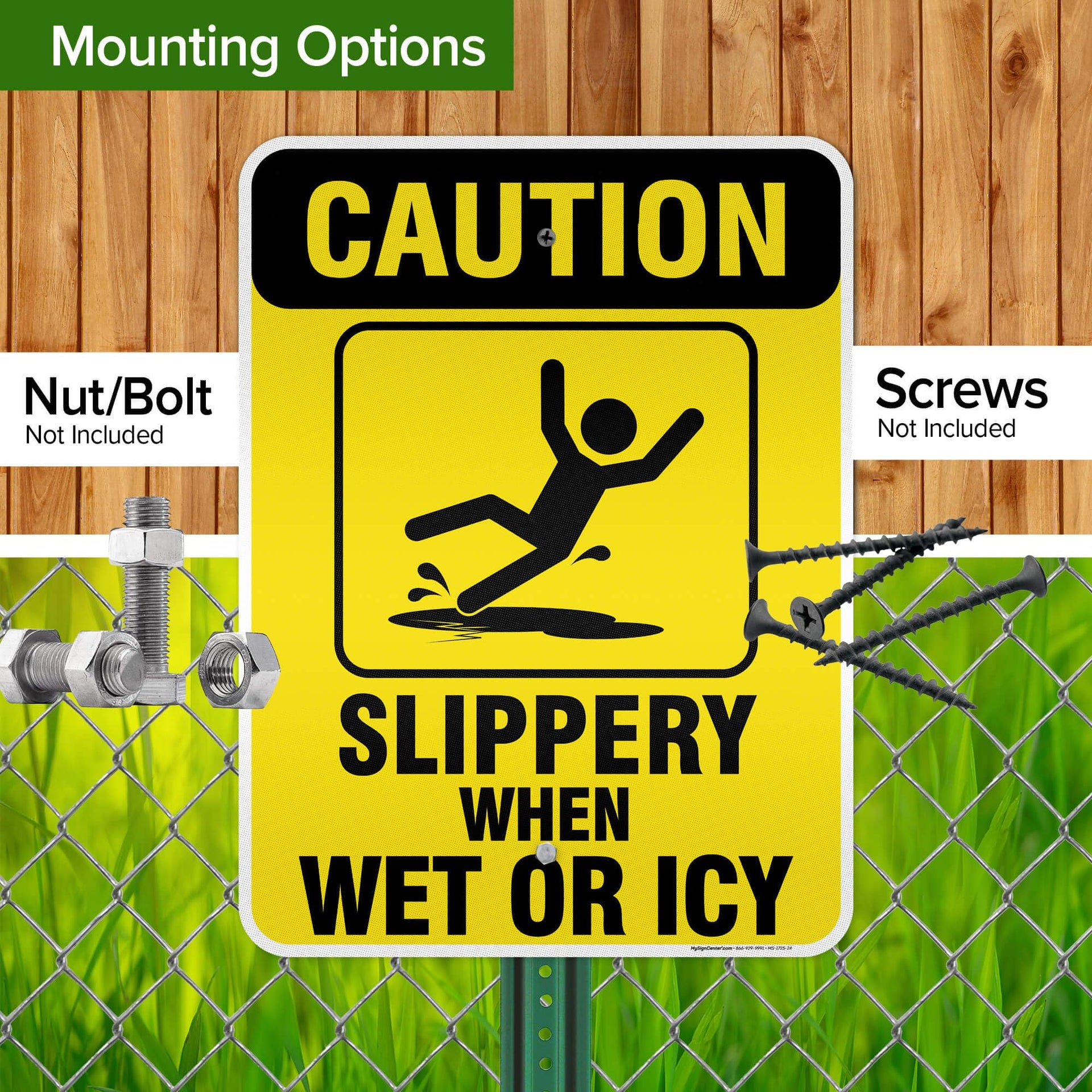 Caution Slippery When Wet Sign or ICY Sign