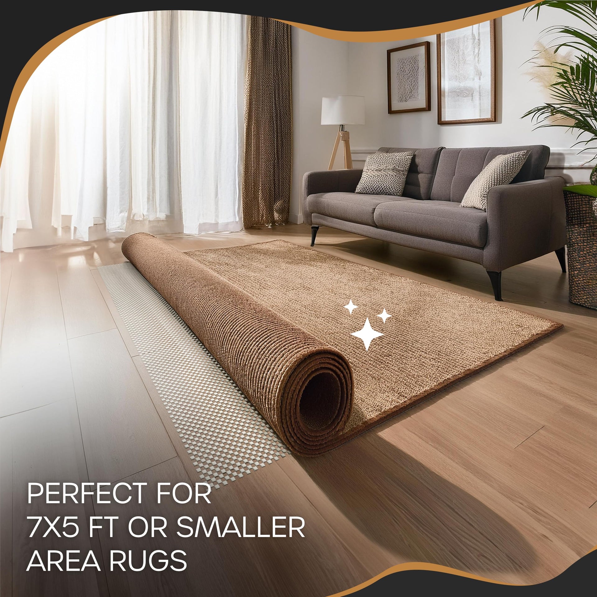 5'x7' White Anti Slip Rug Mat Non Skid Design (35 Sq Ft)