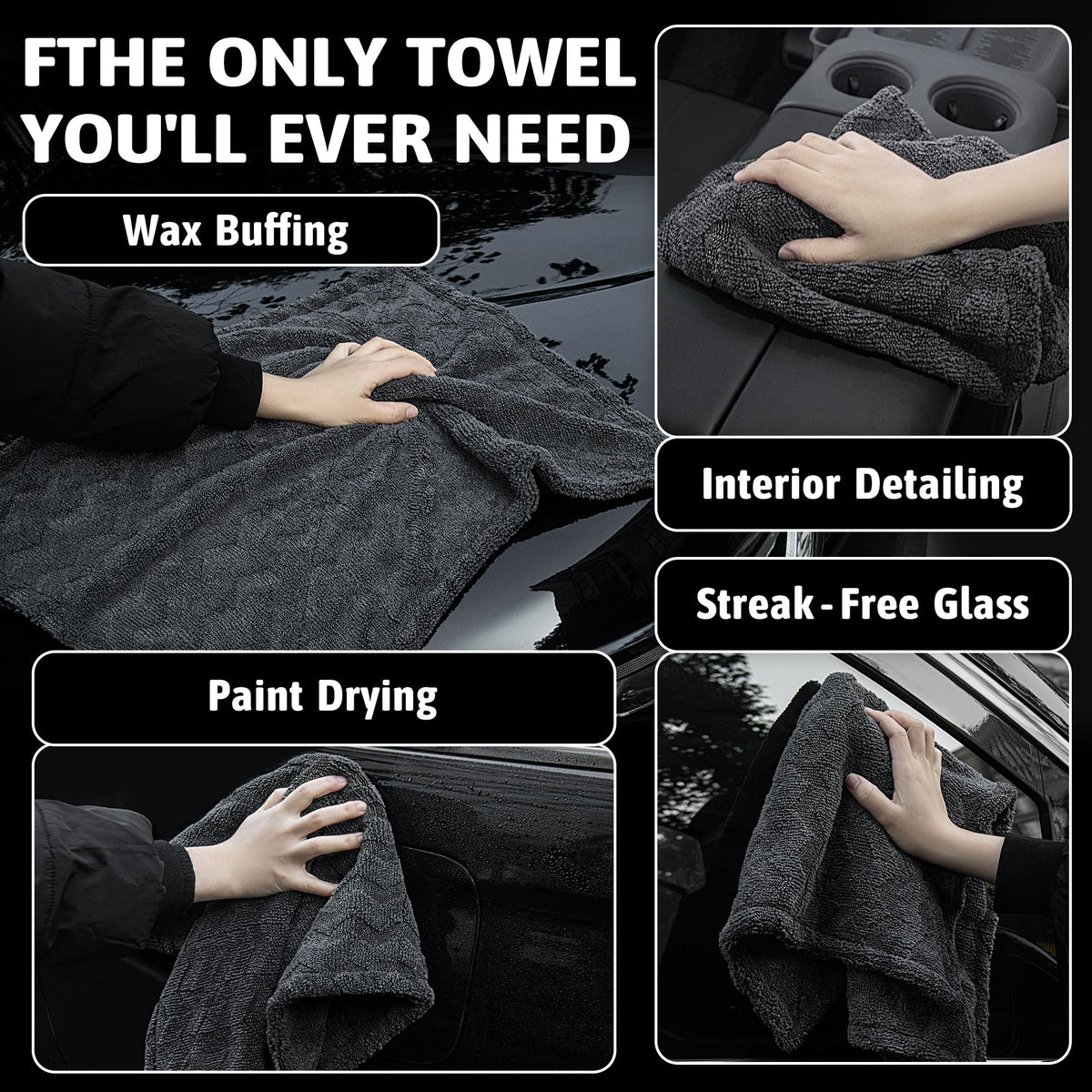 1000GSM Car Drying Towel 18"x24"