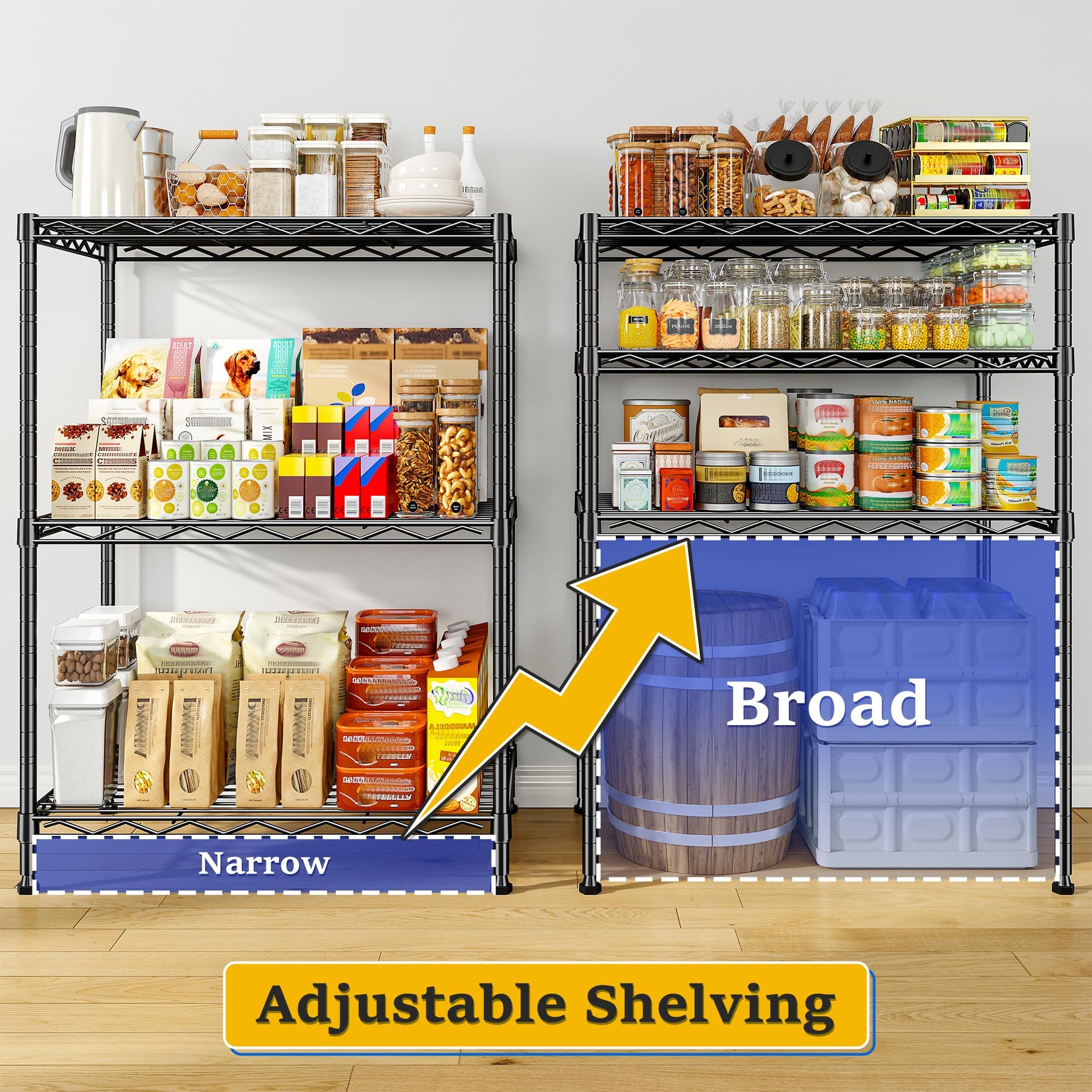 3 Tier Narrow Shelf Adjustable Storage Rack for Closet Bedroom (2 Count)