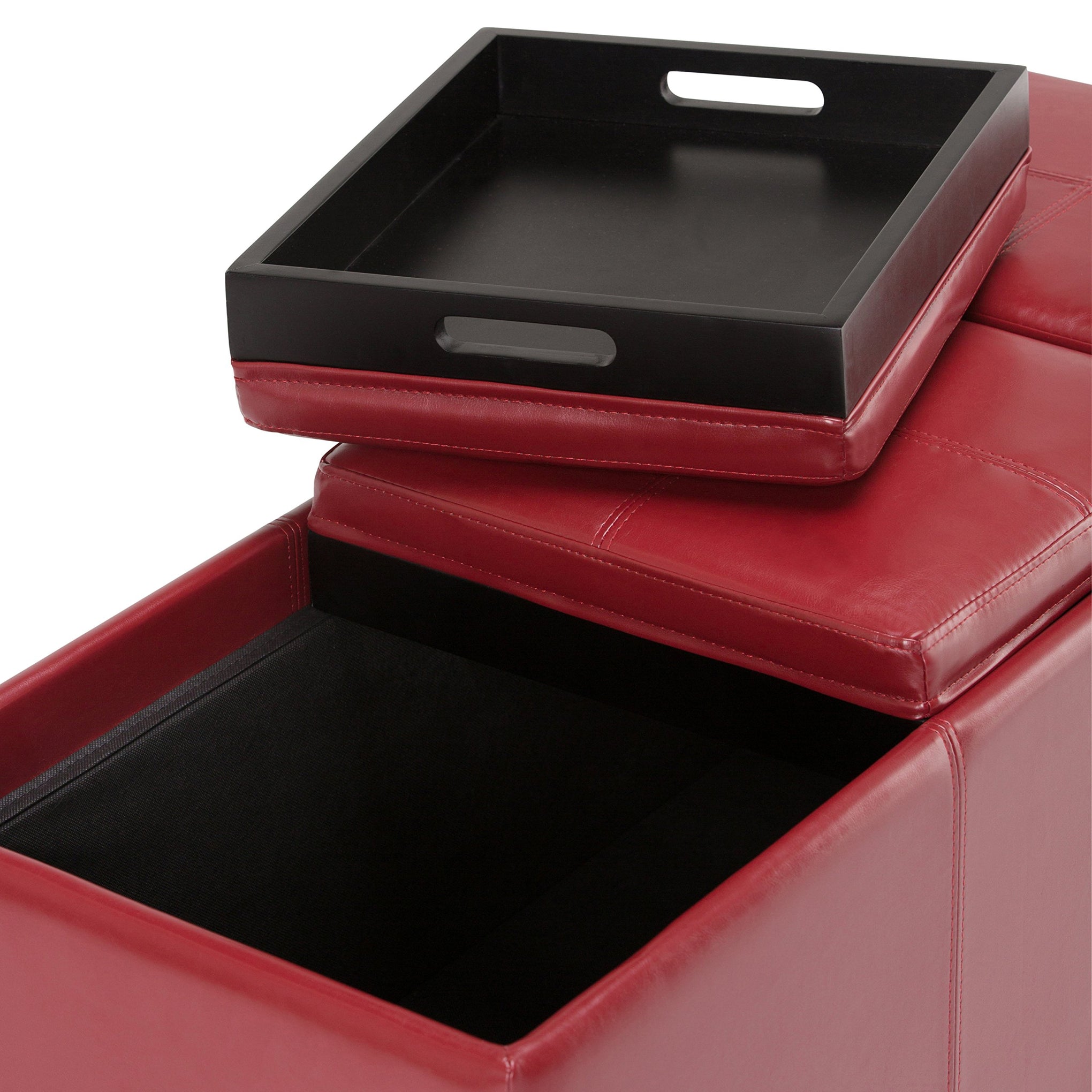Avalon 48" Wide Vegan Leather Storage Ottoman in Grey Brown