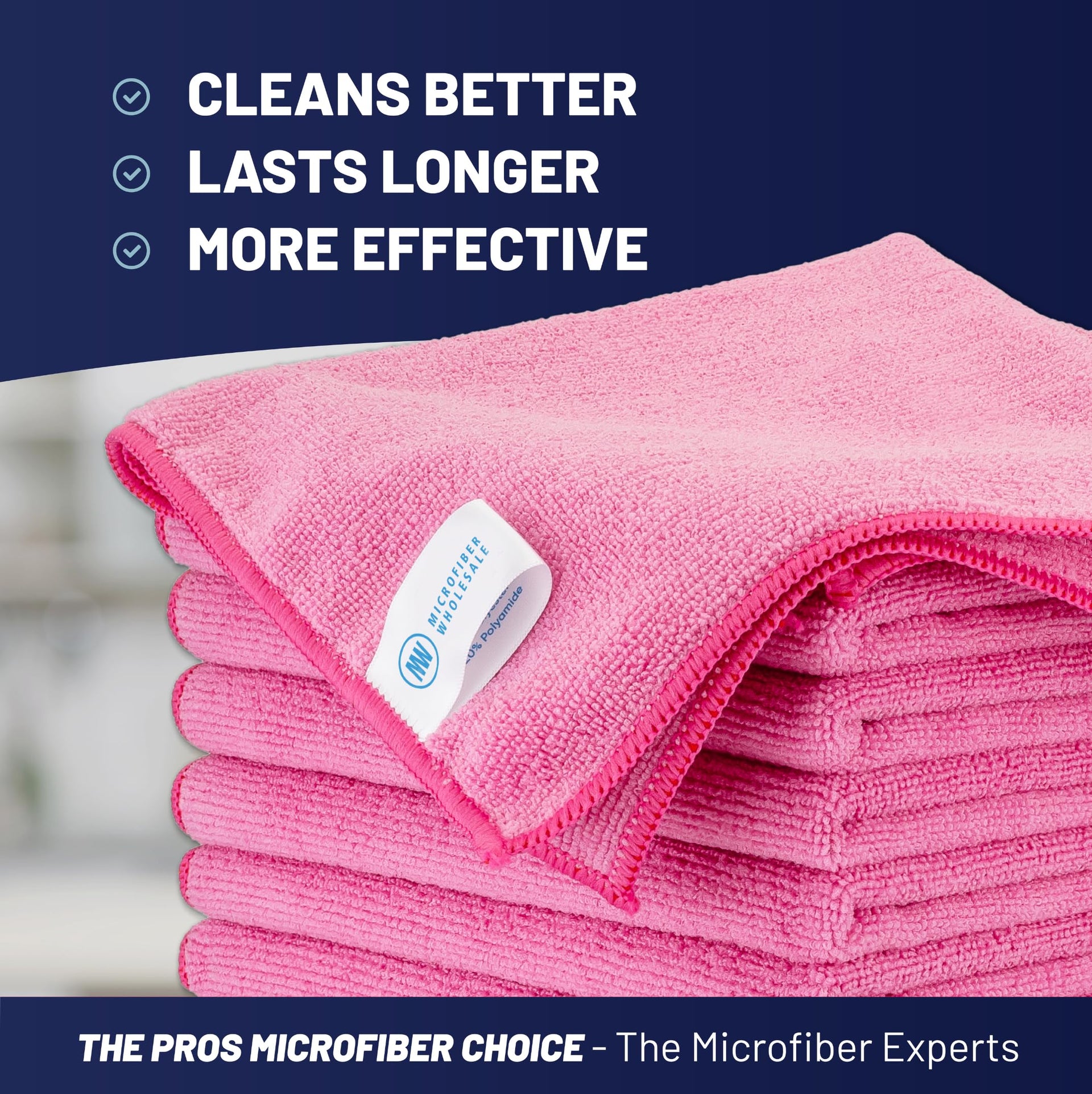 MW PRO Microfiber Cleaning Cloths Pink (12 Count)