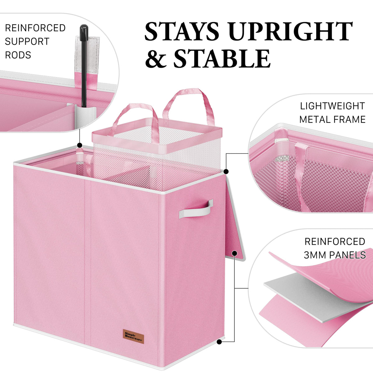 Double Laundry Hamper with Lid & Removable Bags