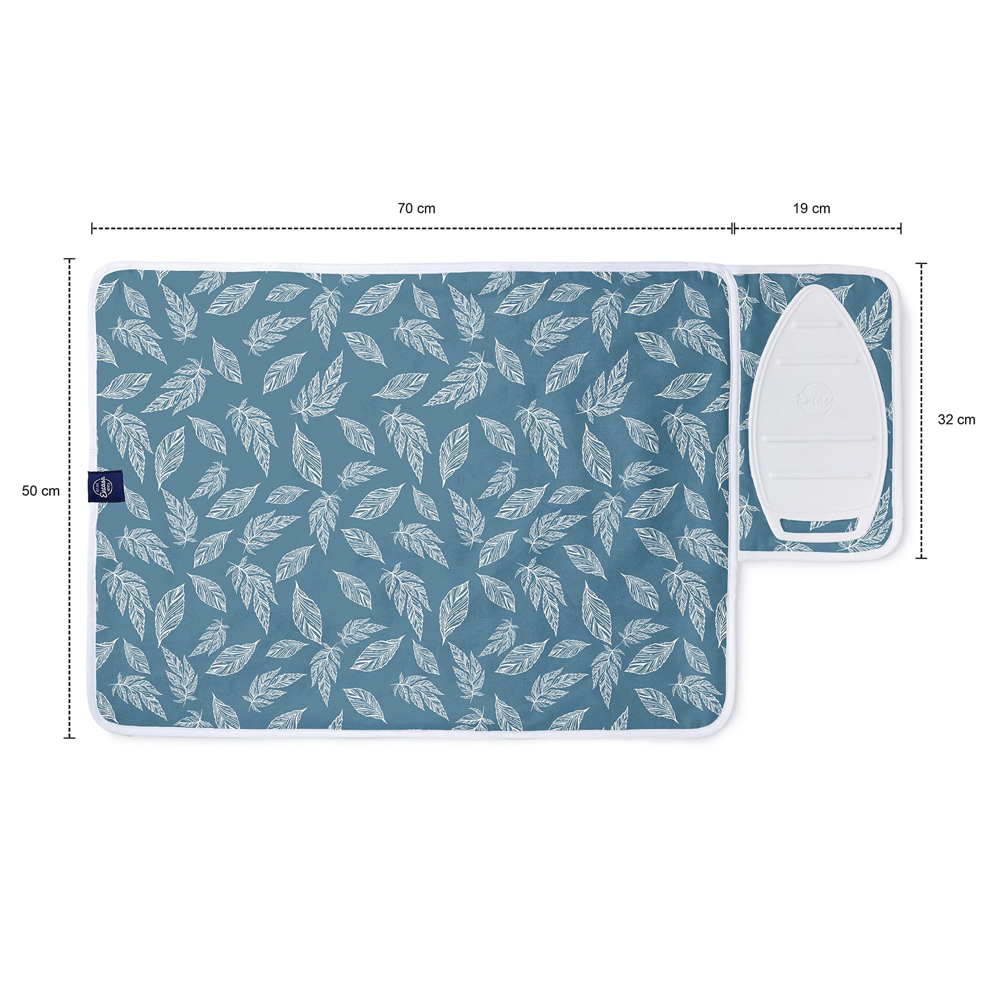 Ironing Mat Heat Resistant Pad 28"x20" Big Leaves Blue