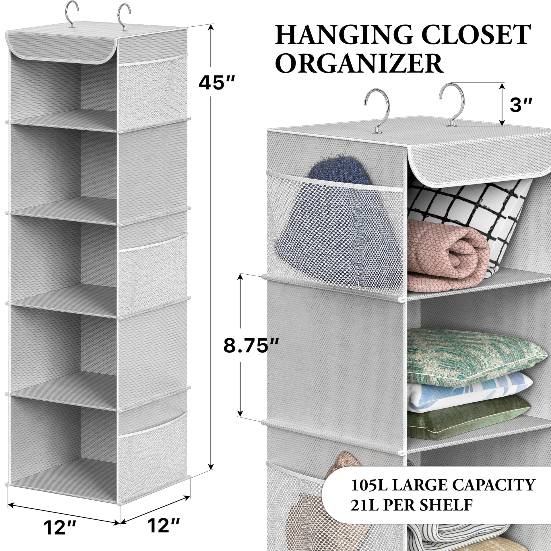 5 Shelf Hanging Closet Organizer