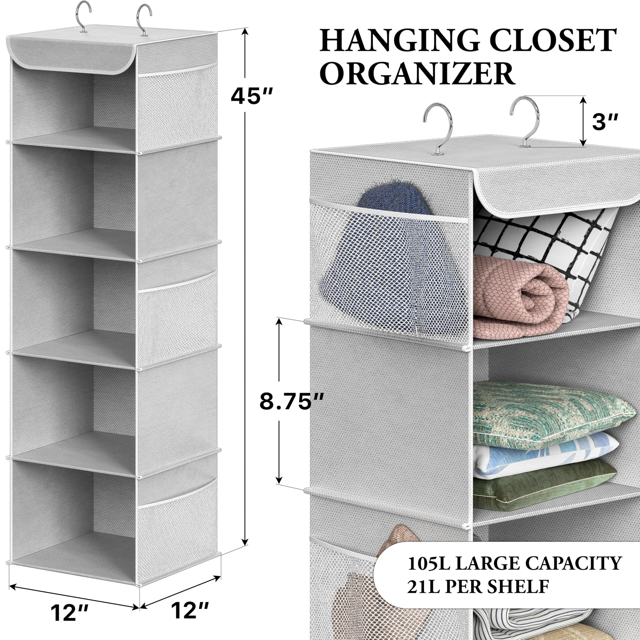 5 Shelf Hanging Closet Organizer